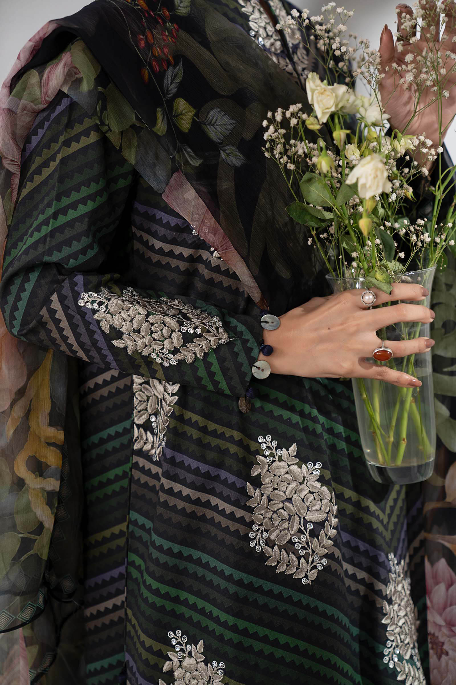 MARIA B - 3 Piece Unstitched Embroidered Lawn Suit | MPS-2705-A - Image 6