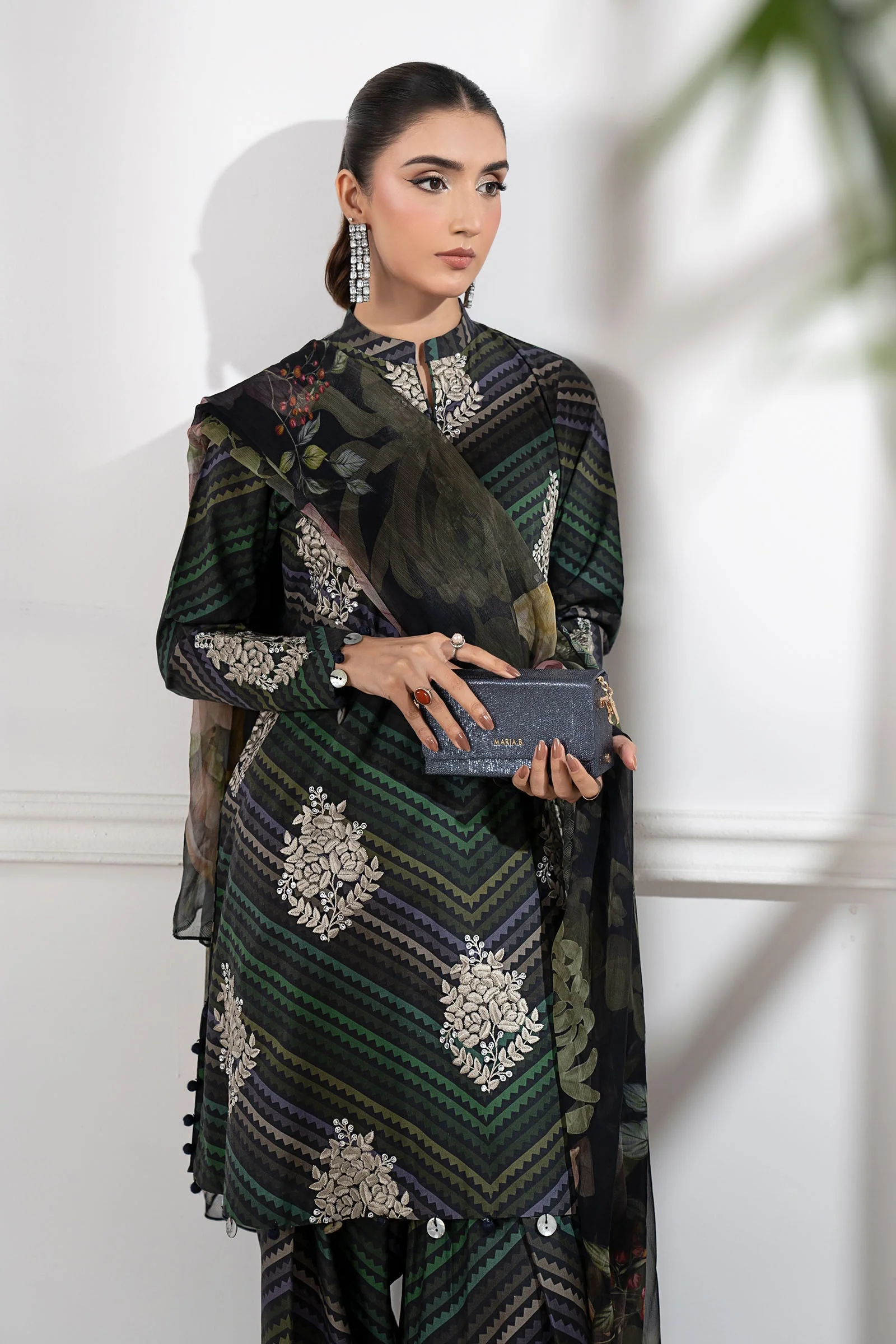 MARIA B - 3 Piece Unstitched Embroidered Lawn Suit | MPS-2705-A - Image 7
