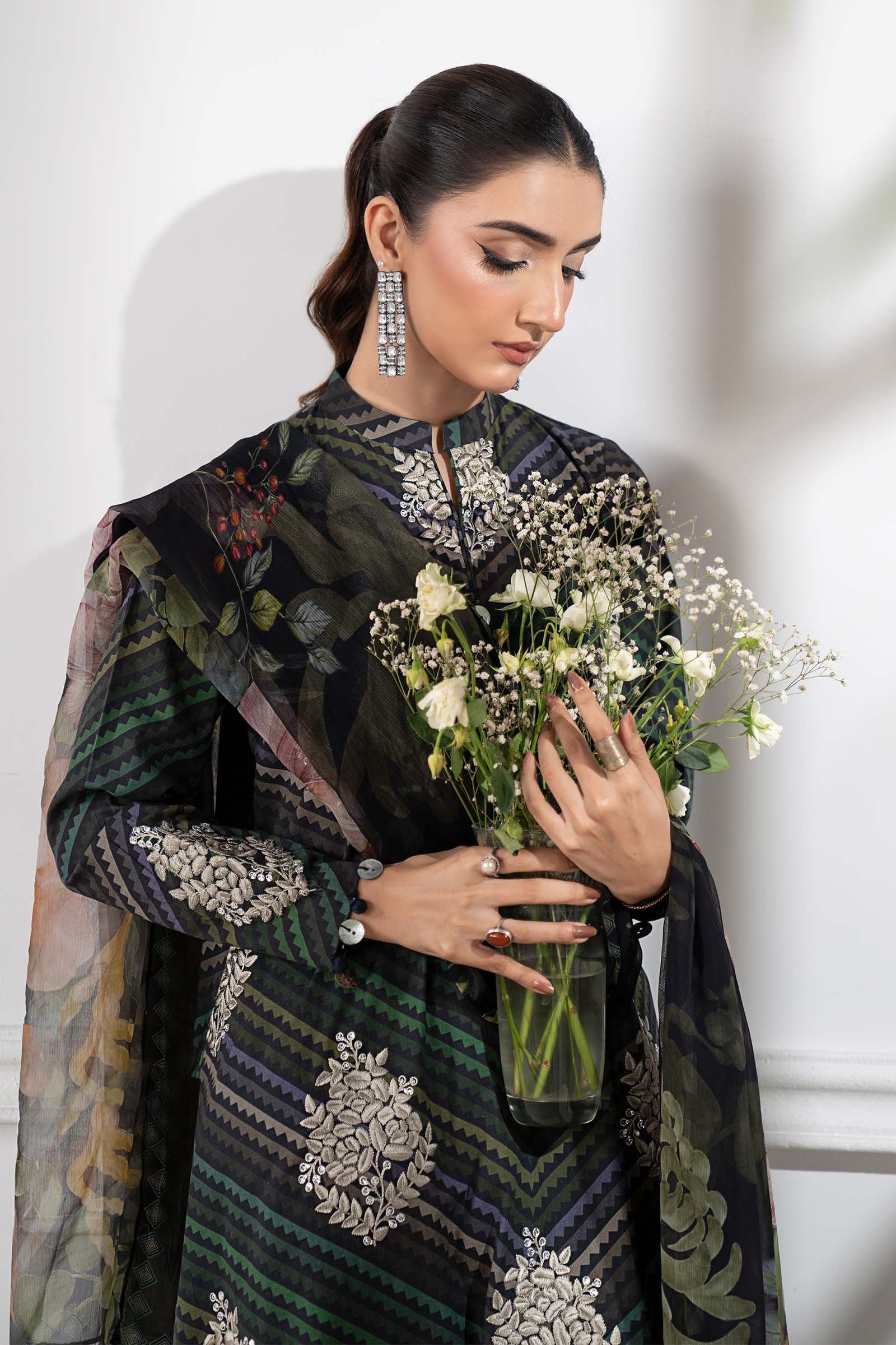 MARIA B - 3 Piece Unstitched Embroidered Lawn Suit | MPS-2705-A - Image 8