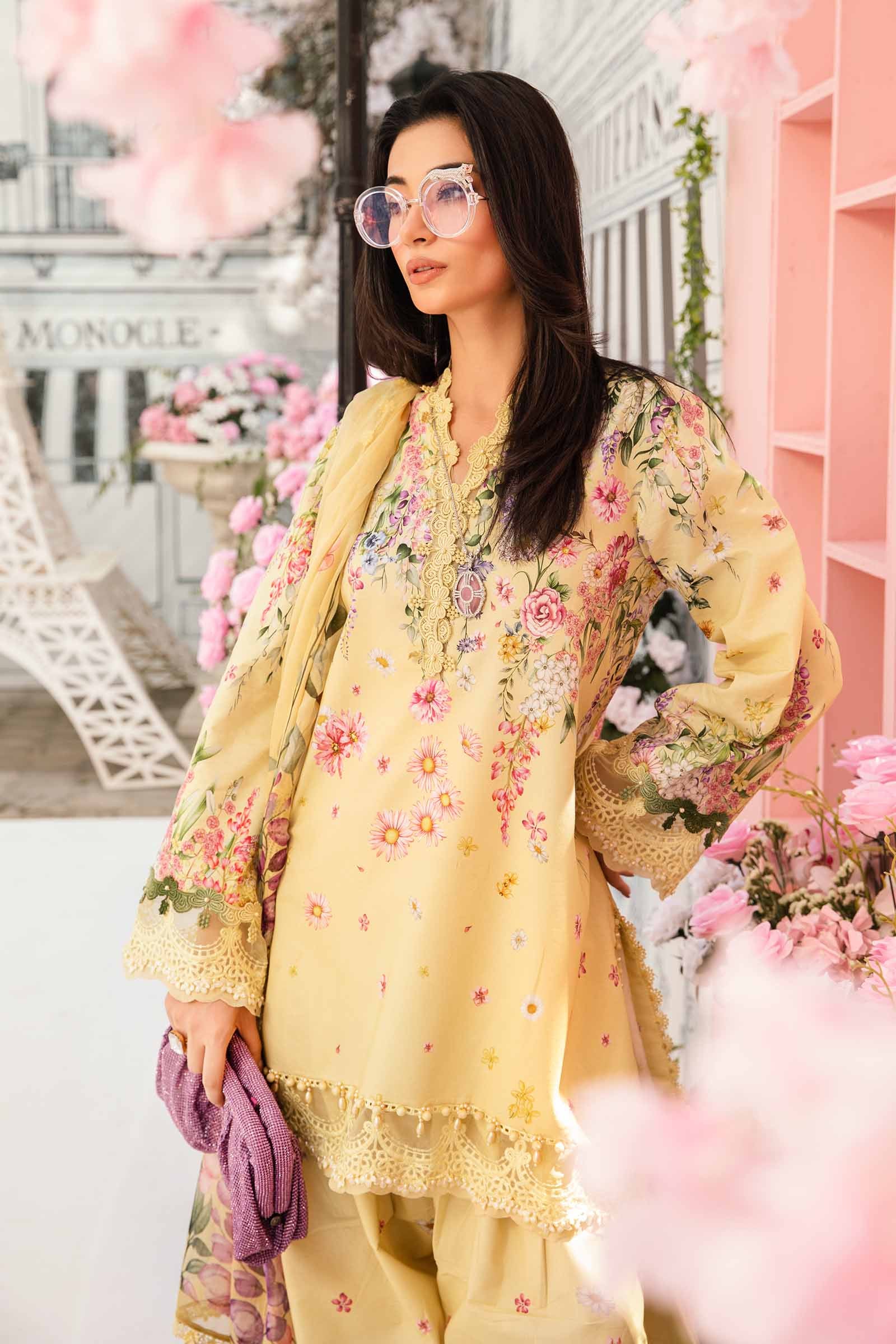 MARIA B -3 Piece Unstitched Embroidered Lawn Suit | MPT--2603-A - Image 3