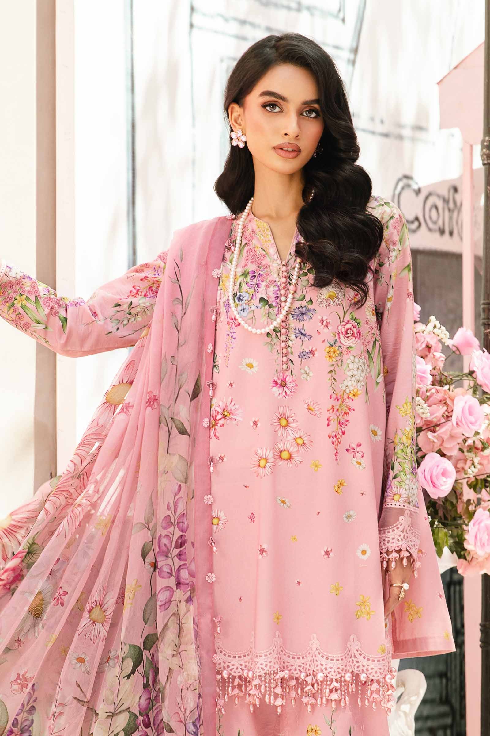 MARIA B -3 Piece Unstitched Embroidered Lawn Suit | MPT--2603-B - Image 2