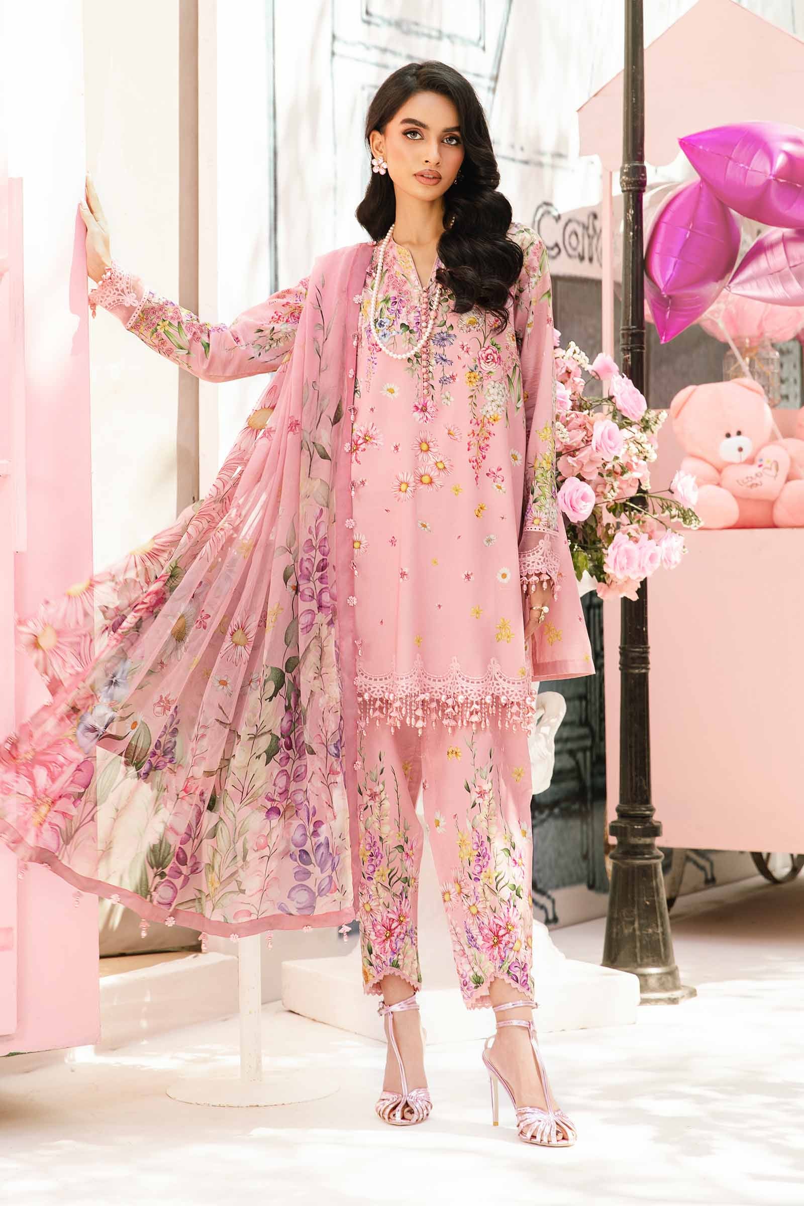 MARIA B -3 Piece Unstitched Embroidered Lawn Suit | MPT--2603-B - Image 4
