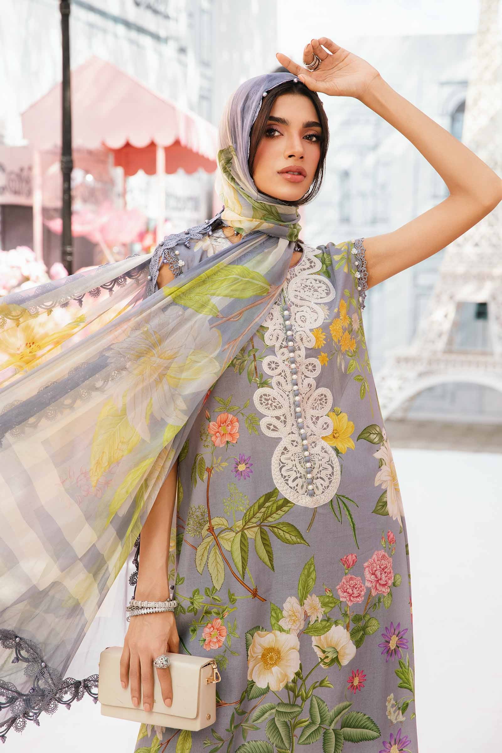 MARIA B -3 Piece Unstitched Embroidered Lawn Suit | MPT-2604-A - Image 2