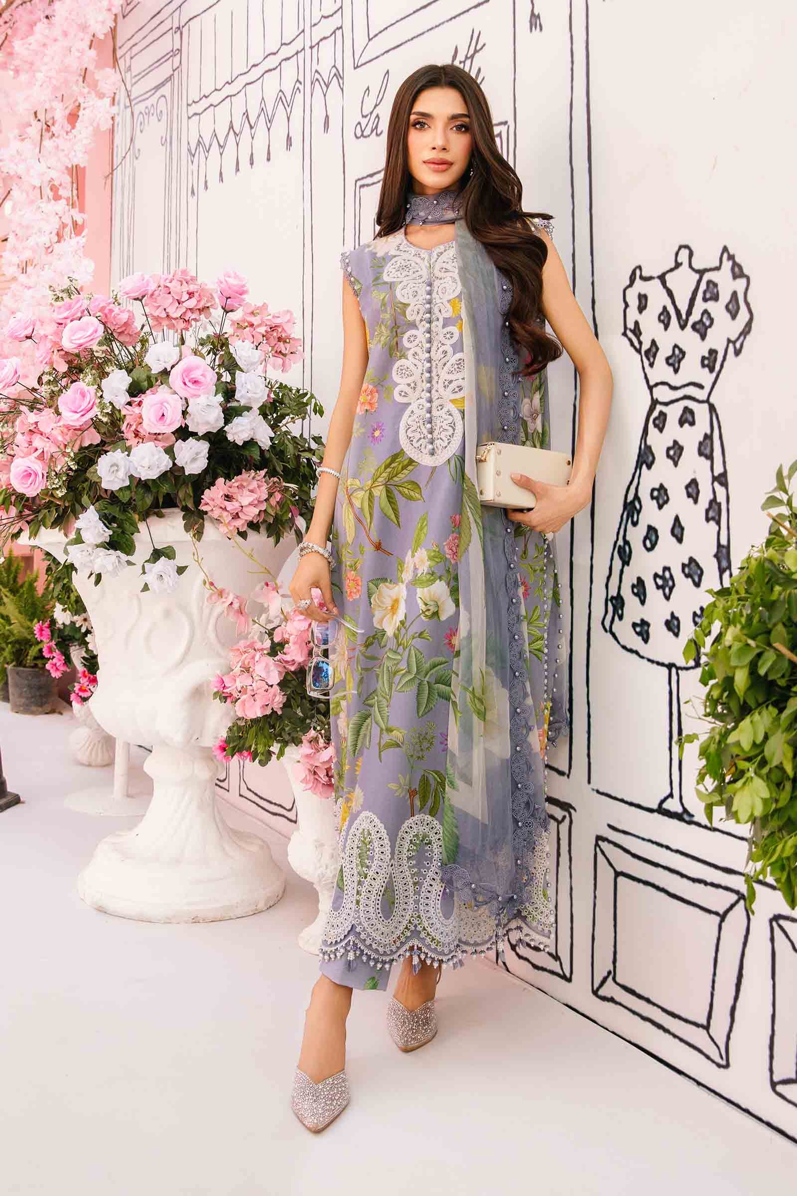 MARIA B -3 Piece Unstitched Embroidered Lawn Suit | MPT-2604-A - Image 3