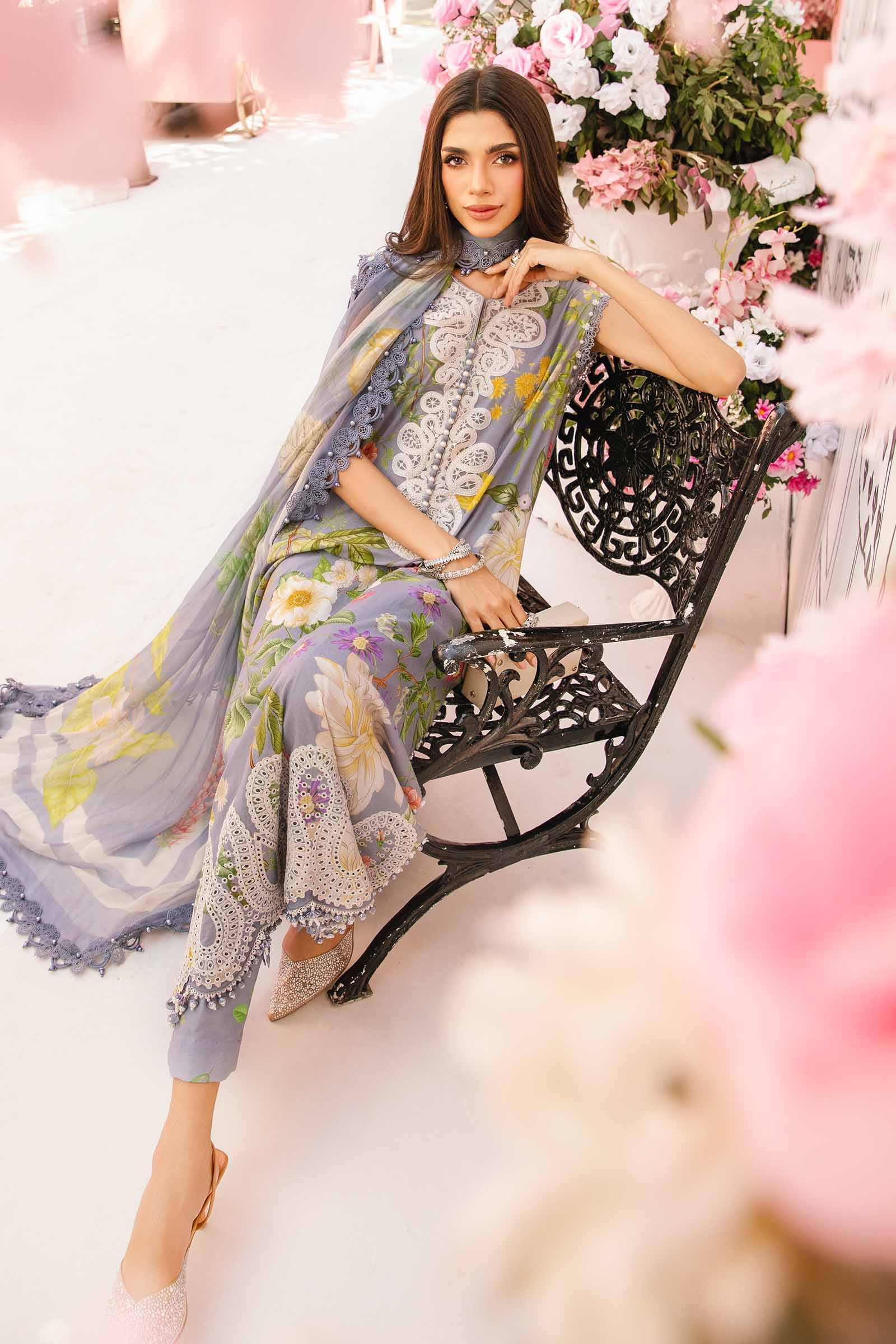 MARIA B -3 Piece Unstitched Embroidered Lawn Suit | MPT-2604-A - Image 4