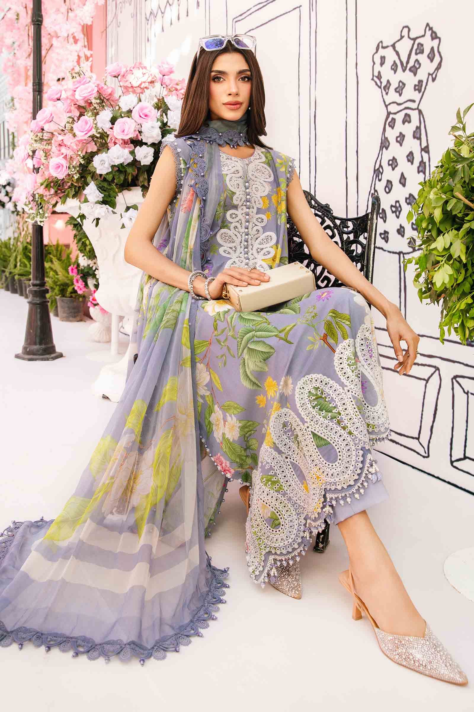 MARIA B -3 Piece Unstitched Embroidered Lawn Suit | MPT-2604-A - Image 5