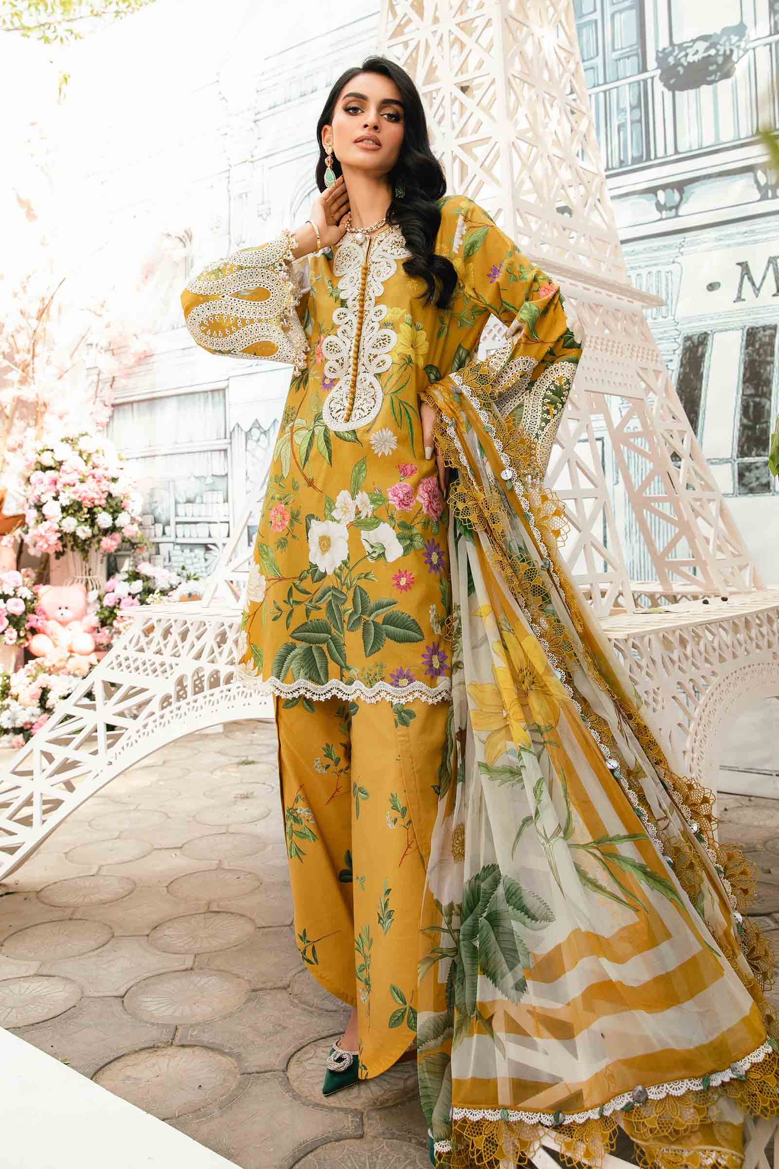 MARIA B -3 Piece Unstitched Embroidered Lawn Suit | MPT-2604-B - Image 3