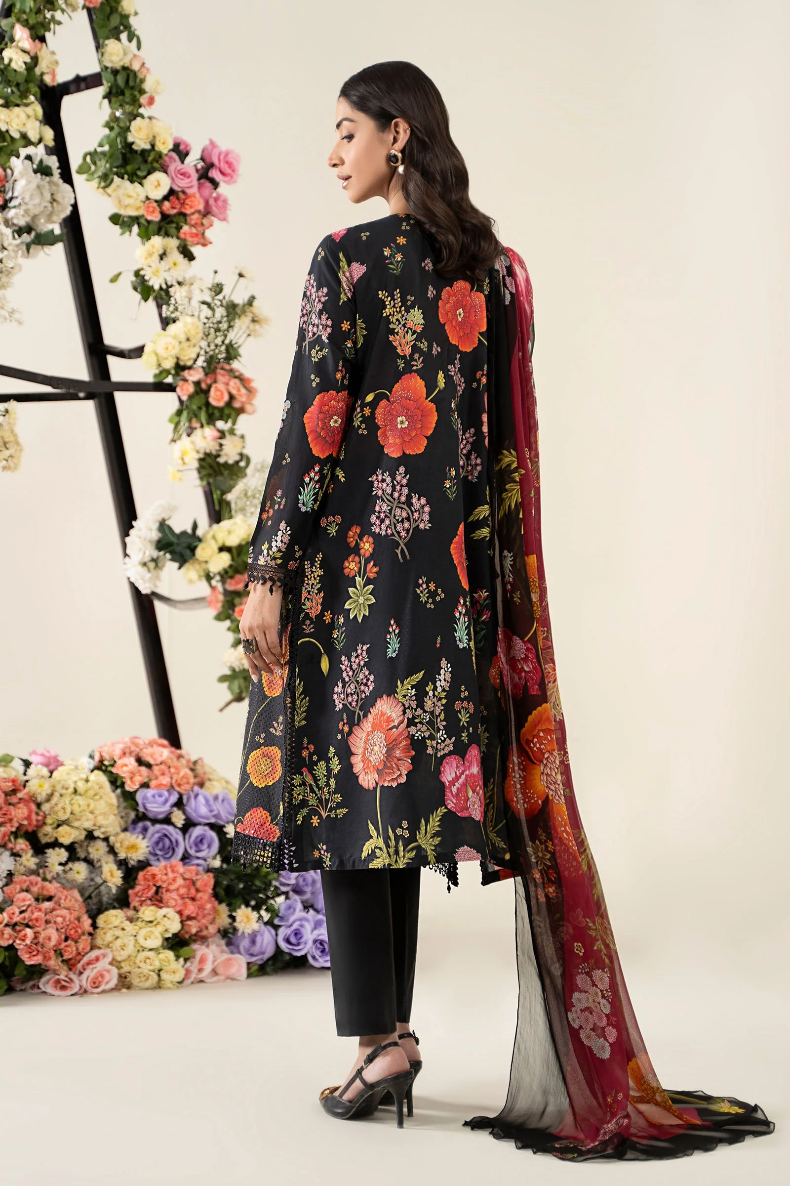 MARIA B -3 Piece Unstitched Embroidered Lawn Suit | MPT--2607-B - Image 2