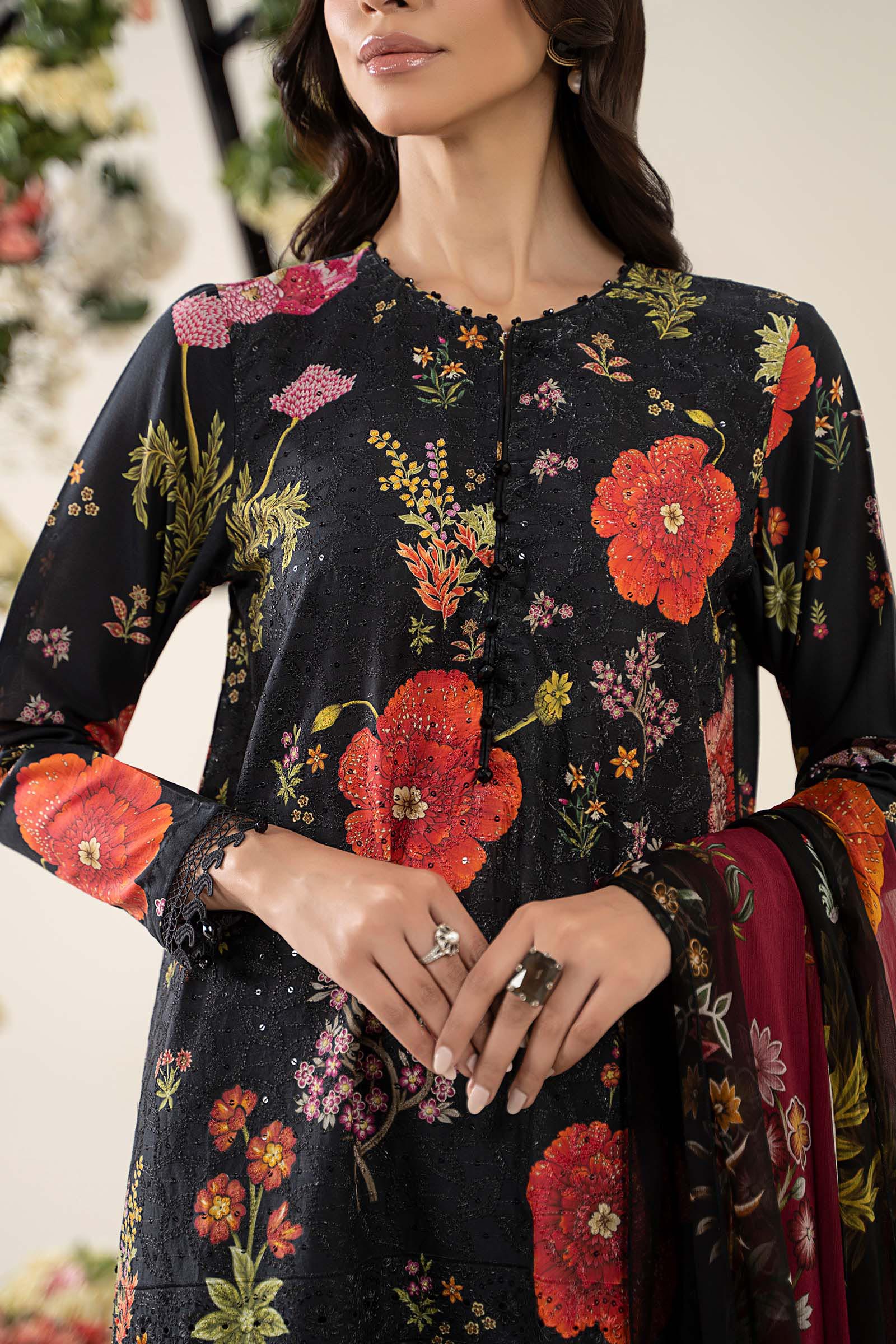 MARIA B -3 Piece Unstitched Embroidered Lawn Suit | MPT--2607-B - Image 4