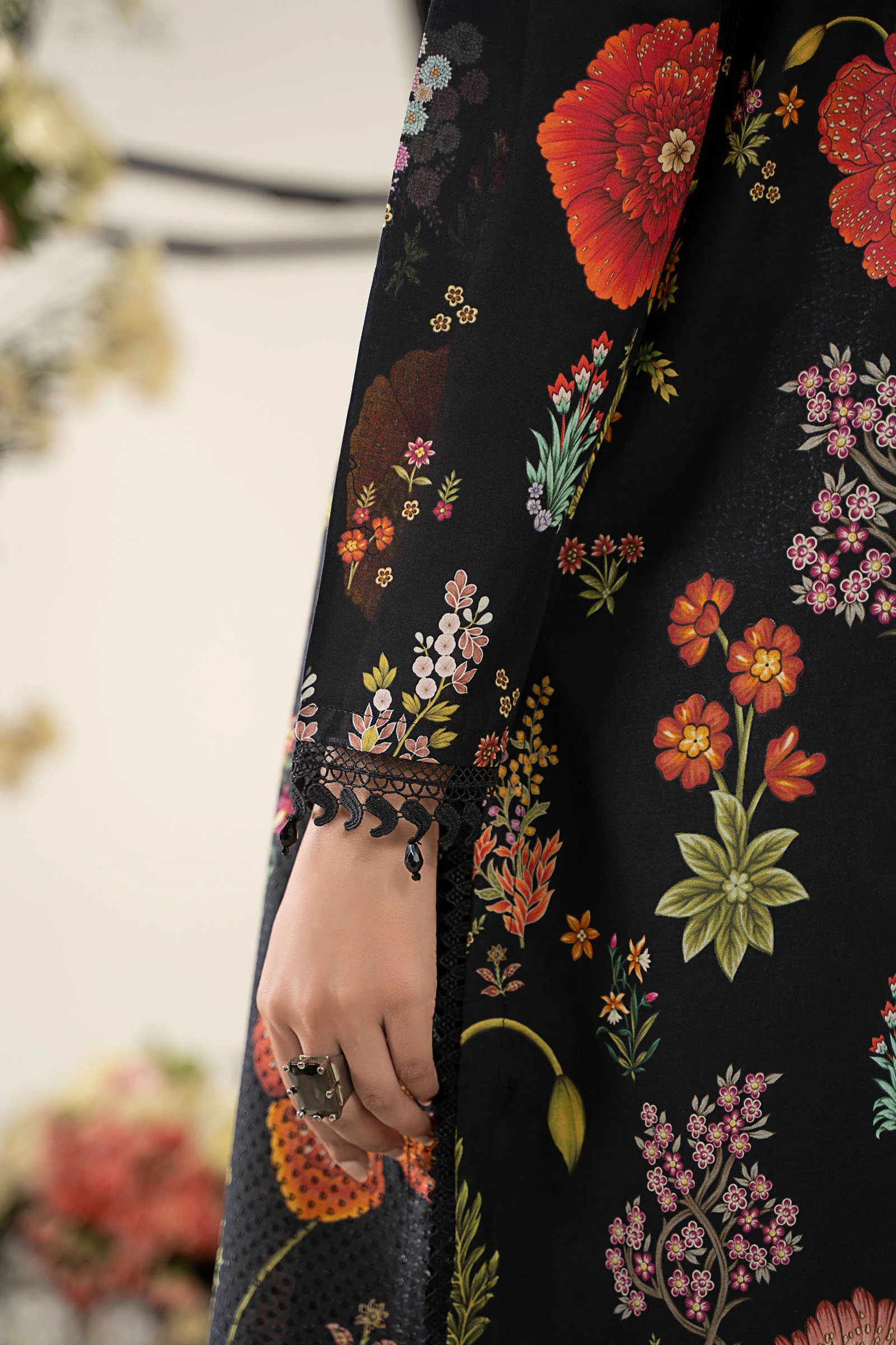 MARIA B -3 Piece Unstitched Embroidered Lawn Suit | MPT--2607-B - Image 6