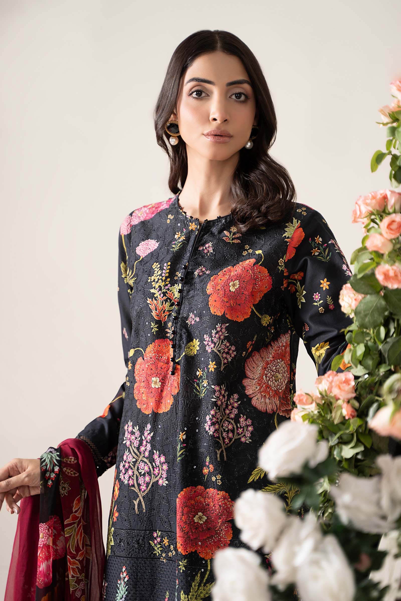 MARIA B -3 Piece Unstitched Embroidered Lawn Suit | MPT--2607-B - Image 7