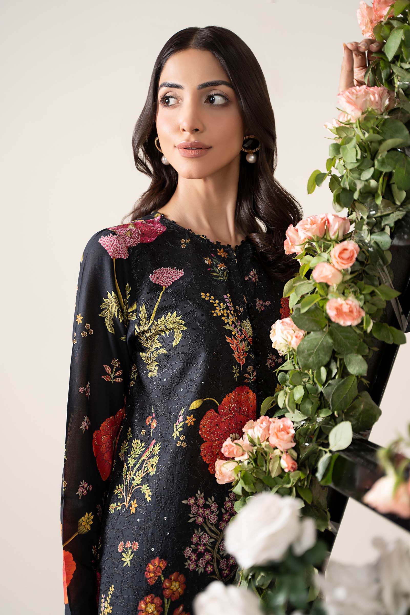 MARIA B -3 Piece Unstitched Embroidered Lawn Suit | MPT--2607-B - Image 8