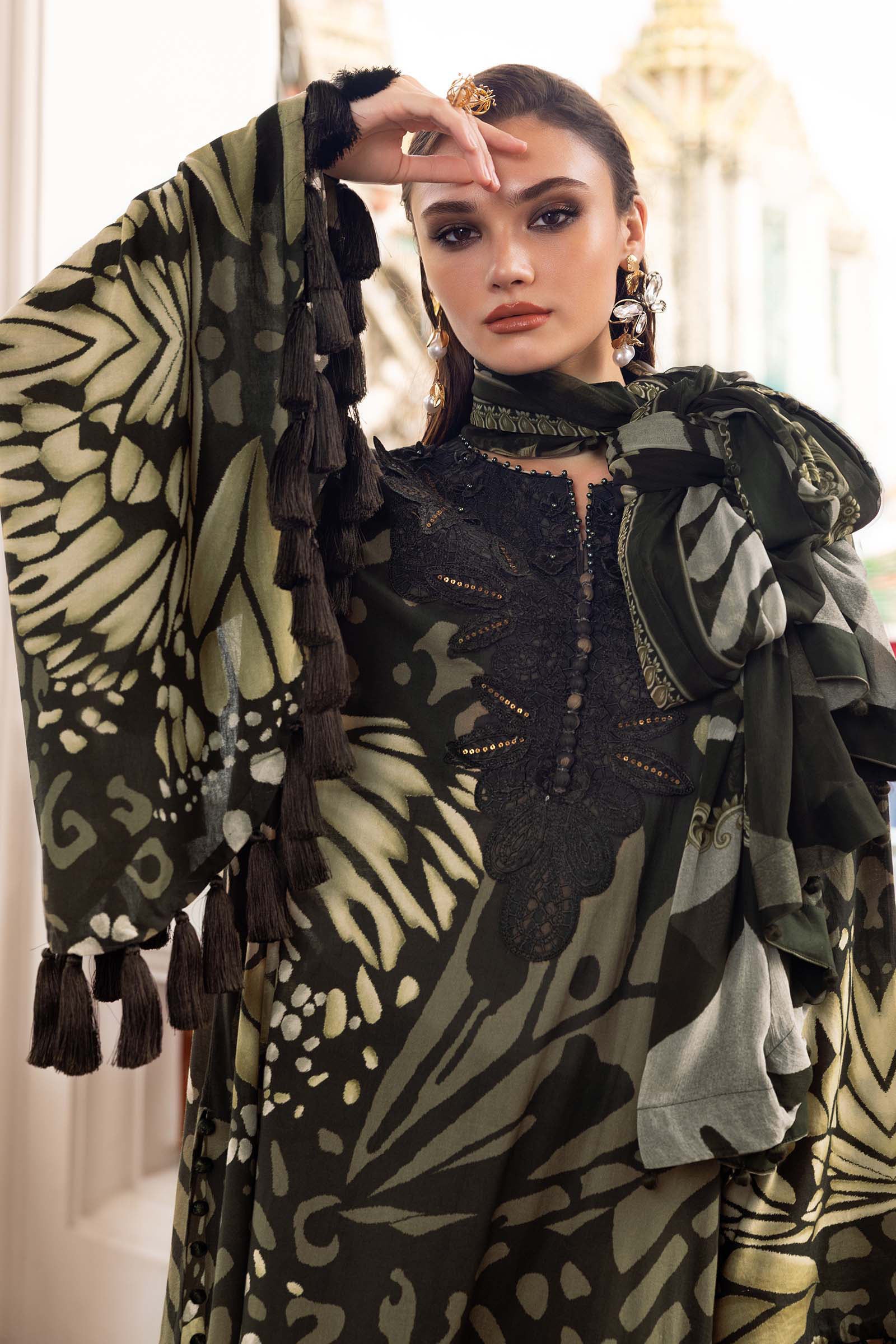 Maria b - 3 Piece Unstitched Embroidered Lawn Suit :MPT-2809-A - Image 3