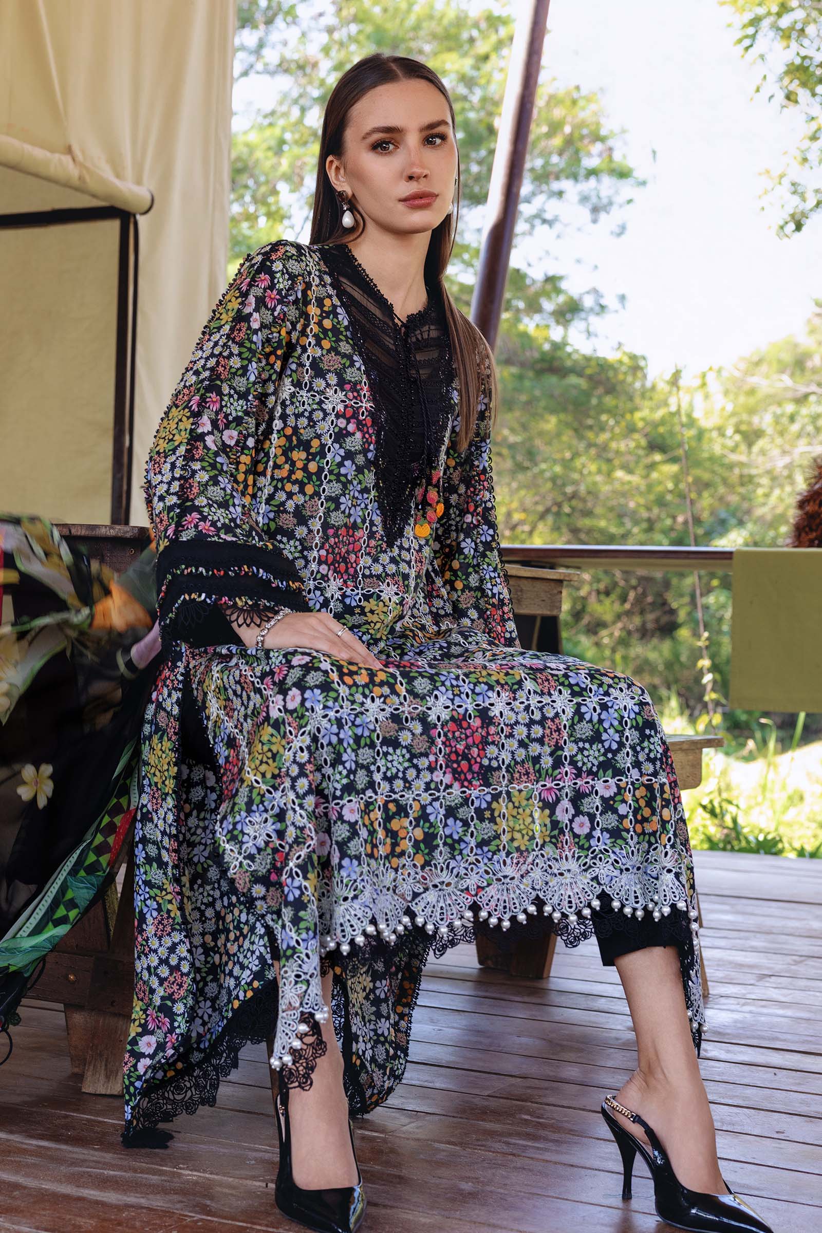 Maria b - 3 Piece Unstitched Embroidered Lawn Suit - MPT-2914-B - Image 3