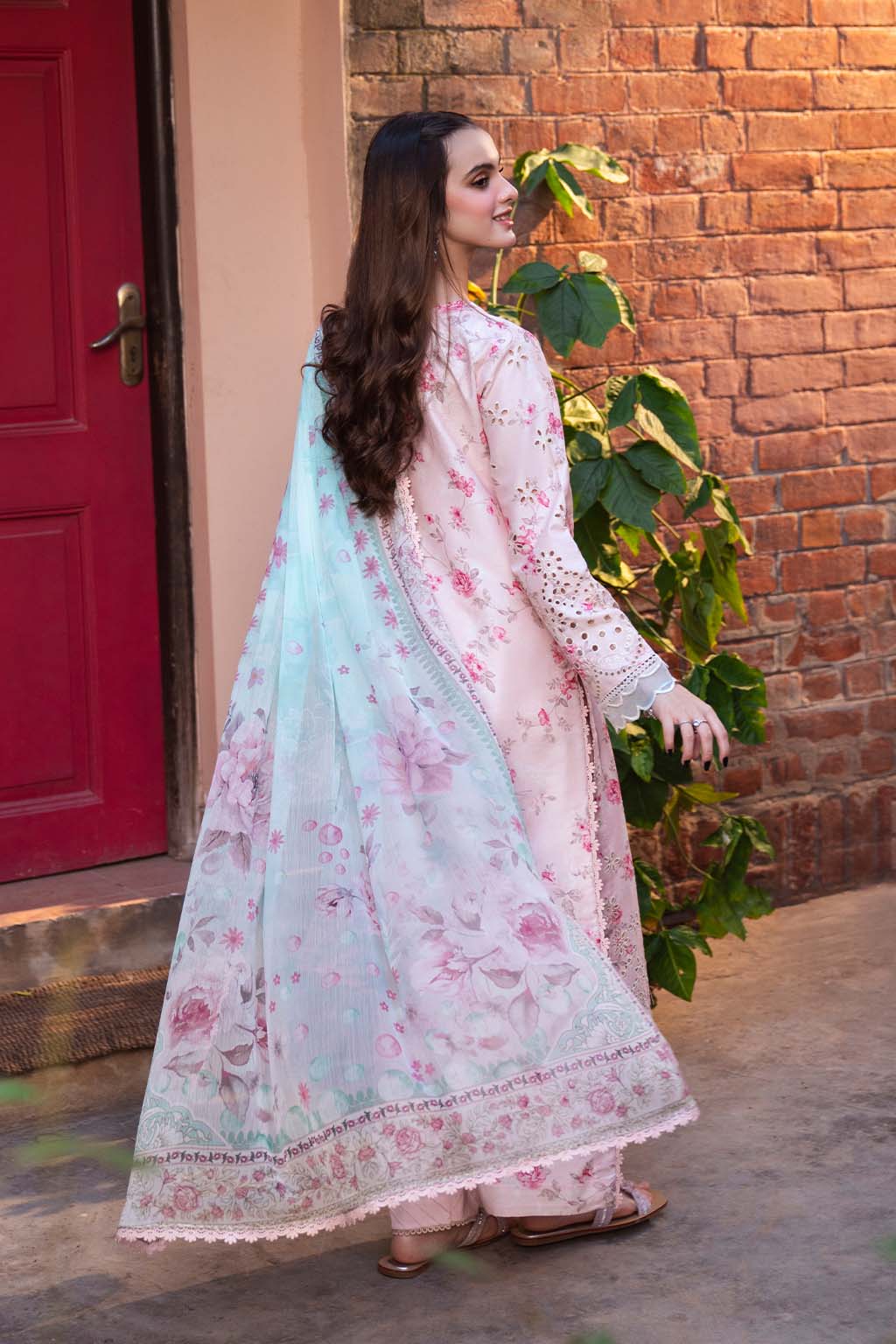 Maria b - 3 Piece Unstitched Embroidered Lawn Suit : PECHE - Image 10