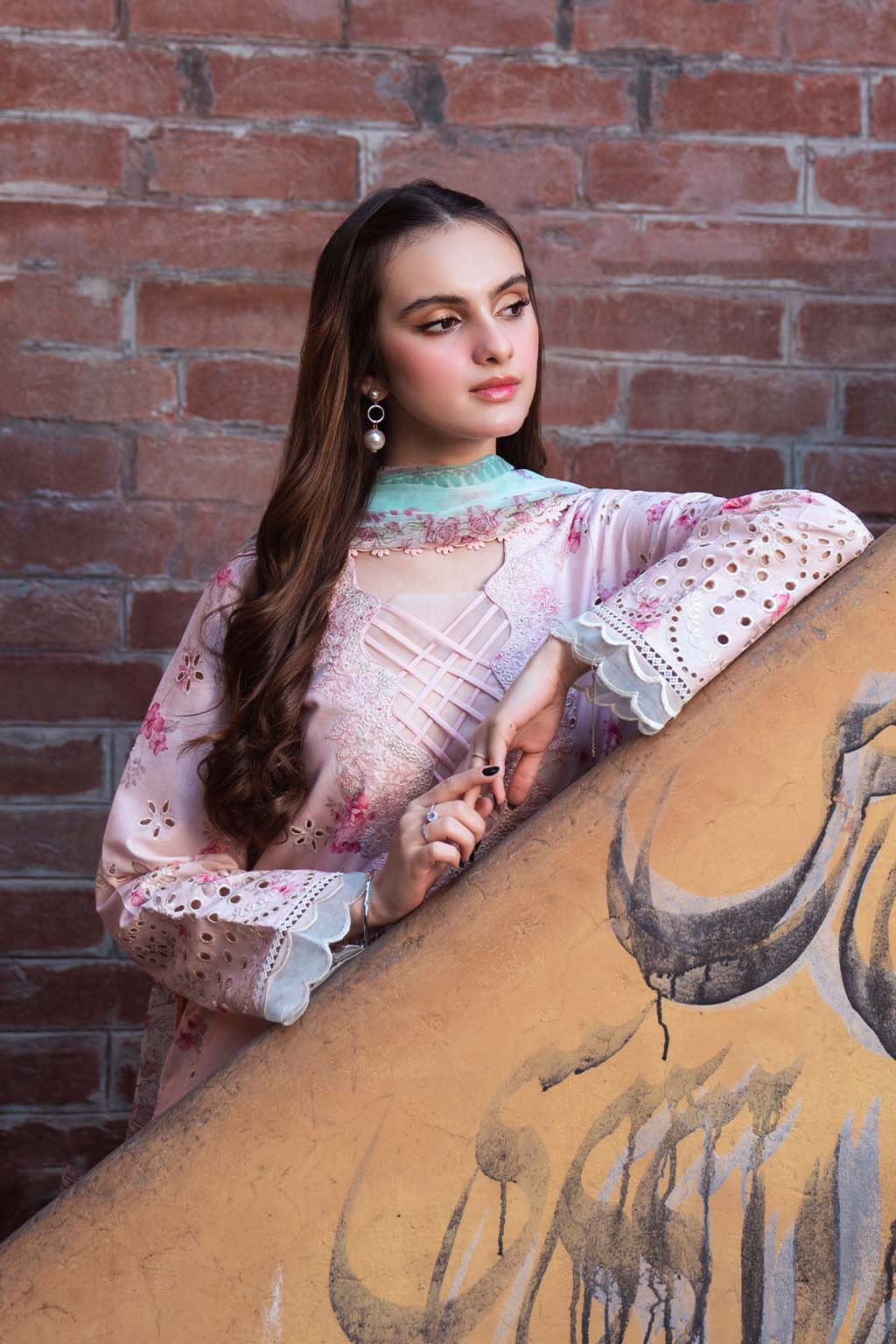Maria b - 3 Piece Unstitched Embroidered Lawn Suit : PECHE - Image 4