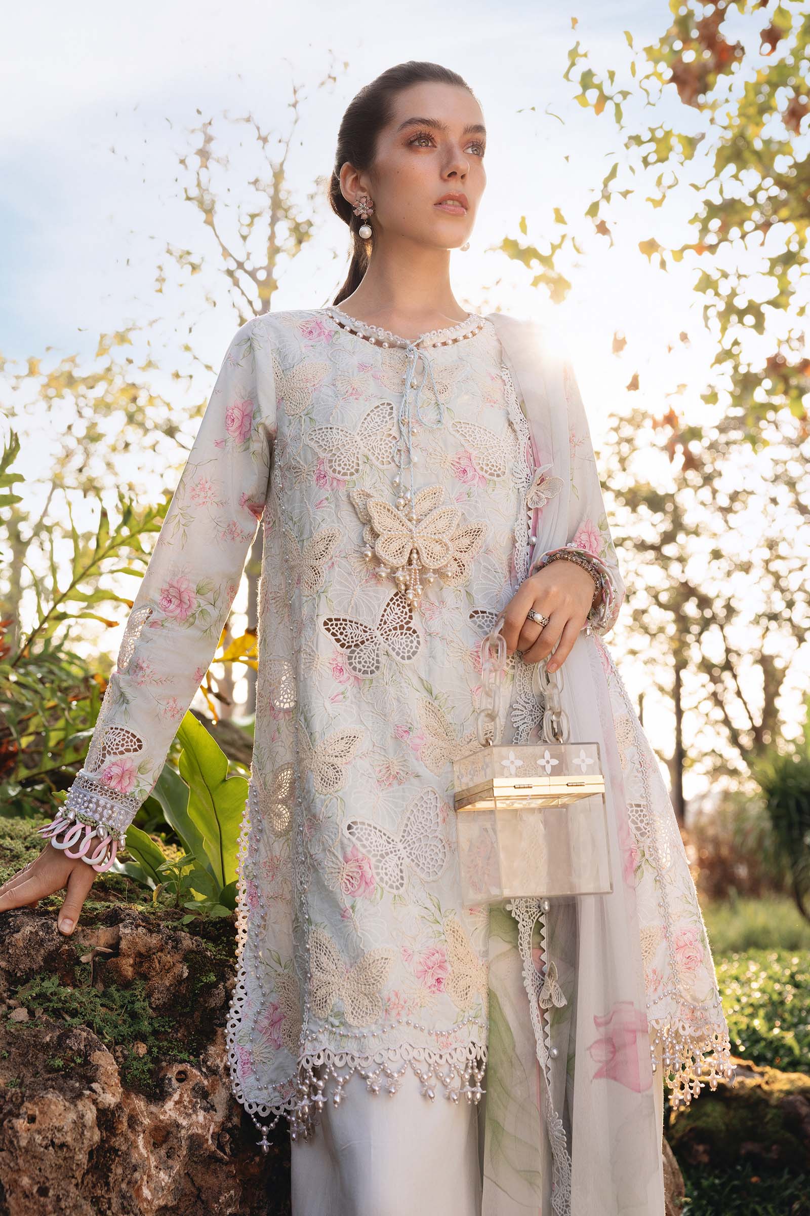 Maria b - 3 Piece Unstitched Embroidered Lawn Suit :MPT-2901-A - Image 2