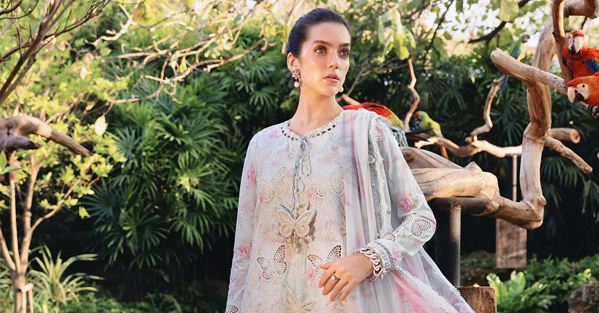Maria b - 3 Piece Unstitched Embroidered Lawn Suit :MPT-2901-A - Image 4