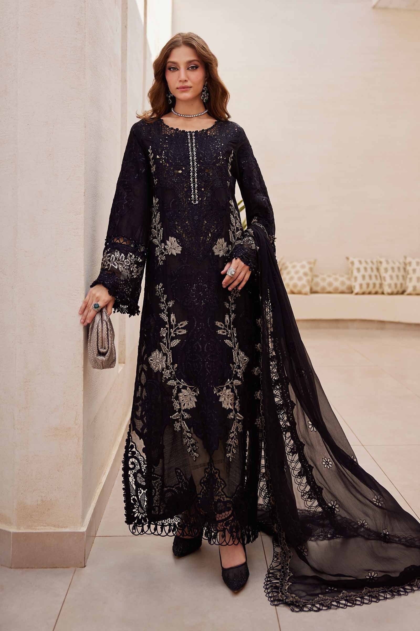 Maria.B 3 Piece Unstitched Embroidered Paper Cotton Suit | EID LAWN-25-03