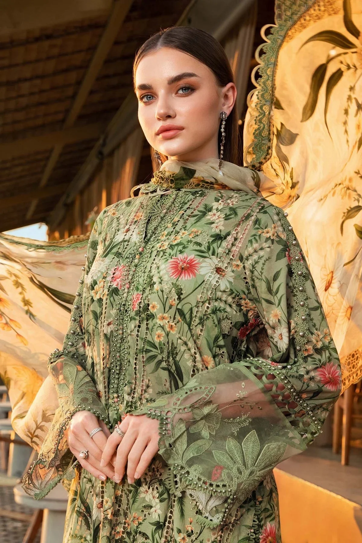 MARIA B - 3 Piece Unstitched  Chickenkari Printed Lawn Suit | MPT-25021 - Image 2