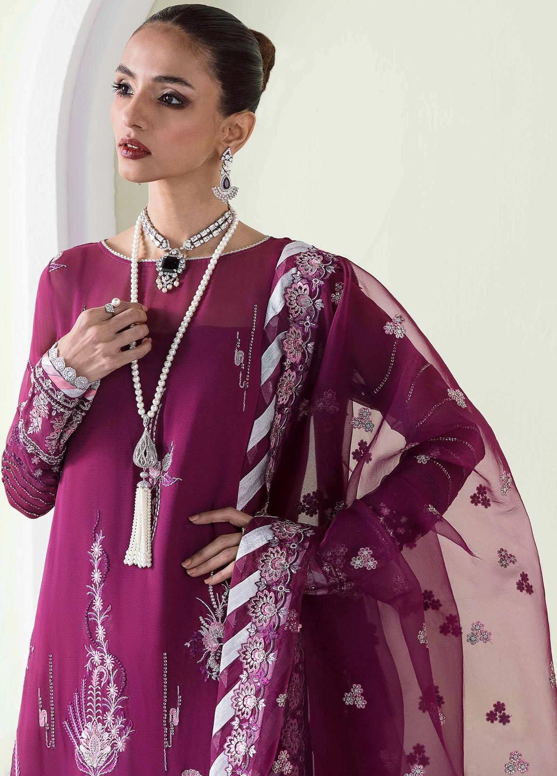 SERAN - 3PC DHANAK EMBROIDERED SHIRT WITH COTRAI WOOL EMBROIDERED SHAWL AND TROUSER - KPR 1420 - Image 3