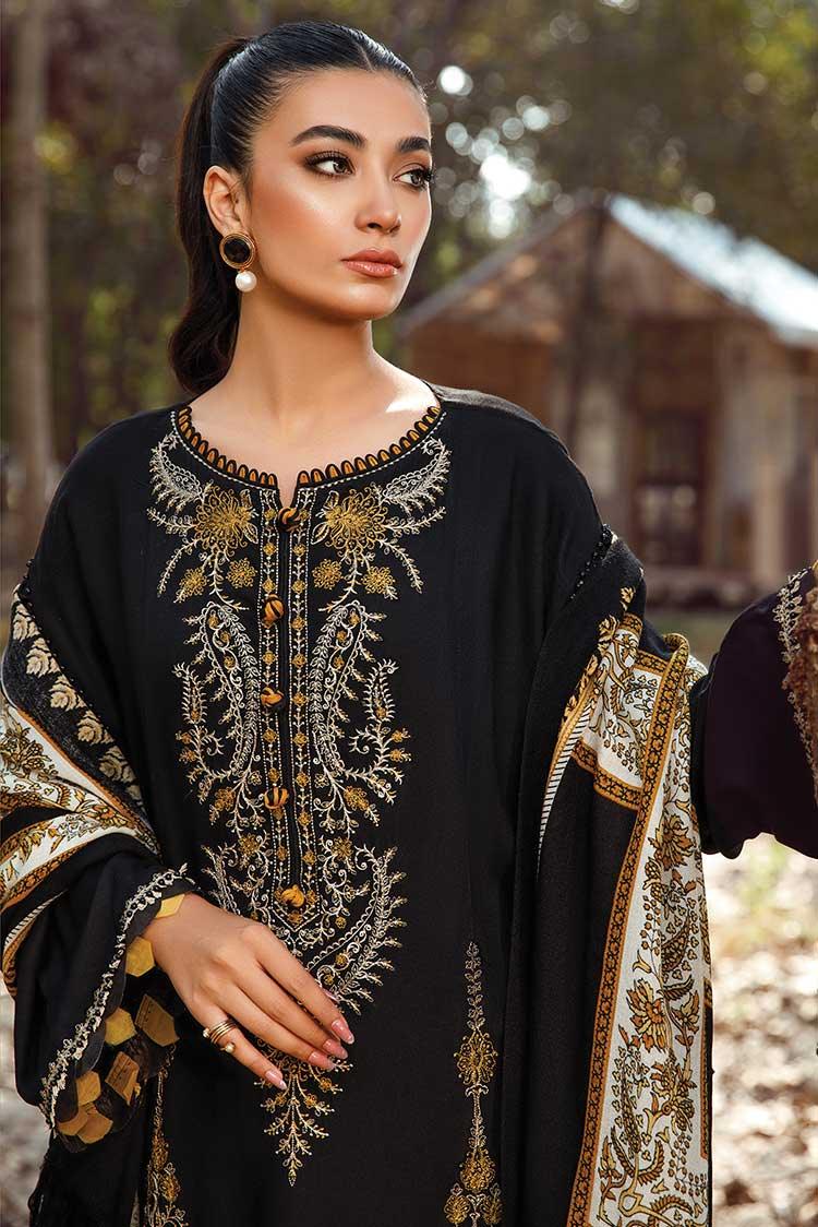 MARIA B - 3PC DHANAK EMBROIDERED SHIRT WITH DHANAK DUPATTA AND TROUSER- Kpr 1329 - Image 3