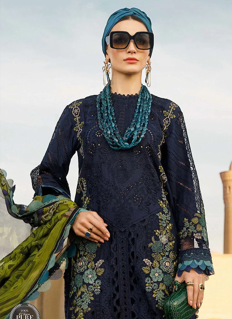 MARIA B -  3PC Lawn Embroidered SHIRT WITH CHIFFON Embroidered DUPATTA AND TROUSER - MBL-2313B - Image 2