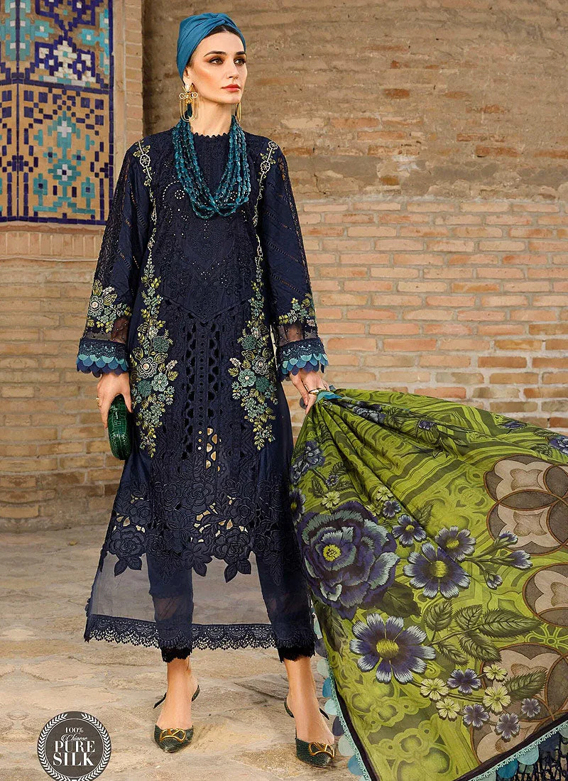 MARIA B -  3PC Lawn Embroidered SHIRT WITH CHIFFON Embroidered DUPATTA AND TROUSER - MBL-2313B - Image 3