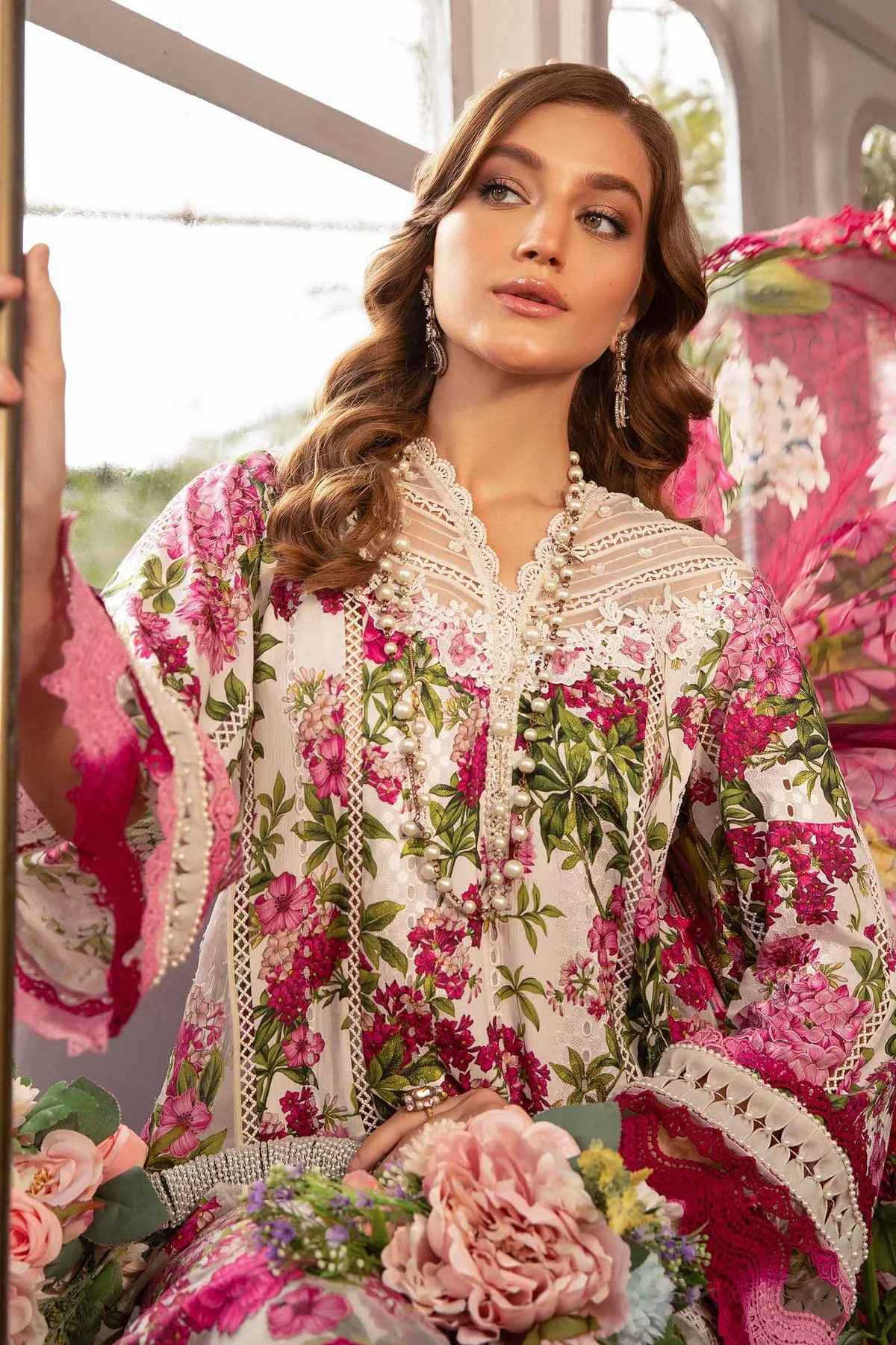 MARIA B - 3PC LAWN EMBROIDERED SHIRT WITH PRINTED AND TROUSER - M.Prints 09 - Image 2