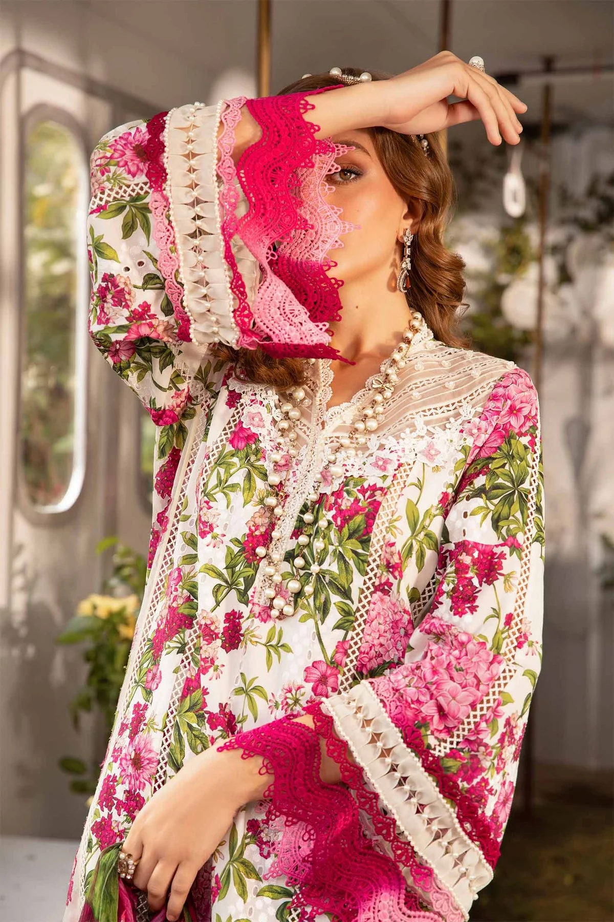 MARIA B - 3PC LAWN EMBROIDERED SHIRT WITH PRINTED AND TROUSER - M.Prints 09 - Image 4