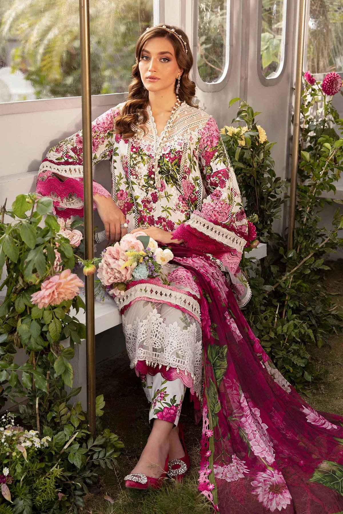 MARIA B - 3PC LAWN EMBROIDERED SHIRT WITH PRINTED AND TROUSER - M.Prints 09 - Image 5