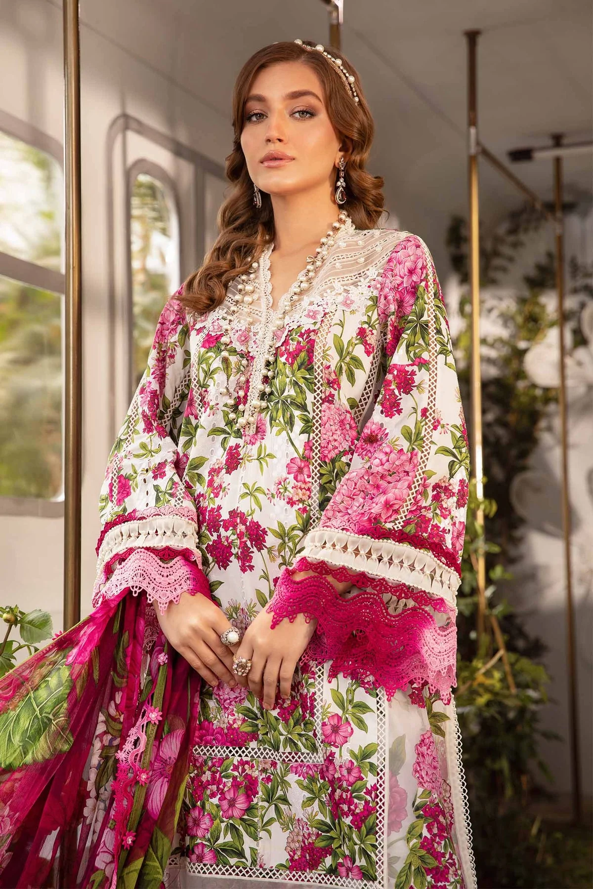 MARIA B - 3PC LAWN EMBROIDERED SHIRT WITH PRINTED AND TROUSER - M.Prints 09 - Image 7