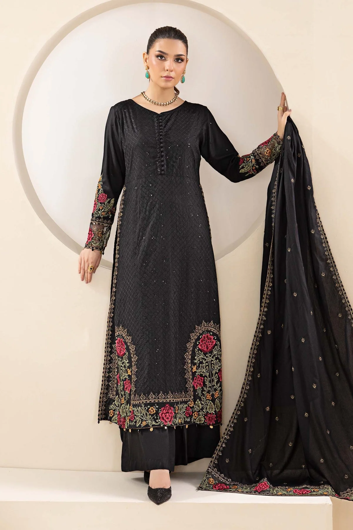 3PC LAWN SEQUENCE EMBROIDERED SHIRT WITH EBROIDERED SHAWL AND TROUSER - KPR1659 - Image 4