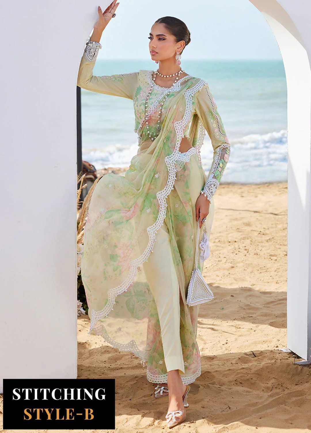 MARIA B - Embroidered Lawn 3 Piece Unstitched Suit MBL-EL-25-04 - Summer Collection - Image 3