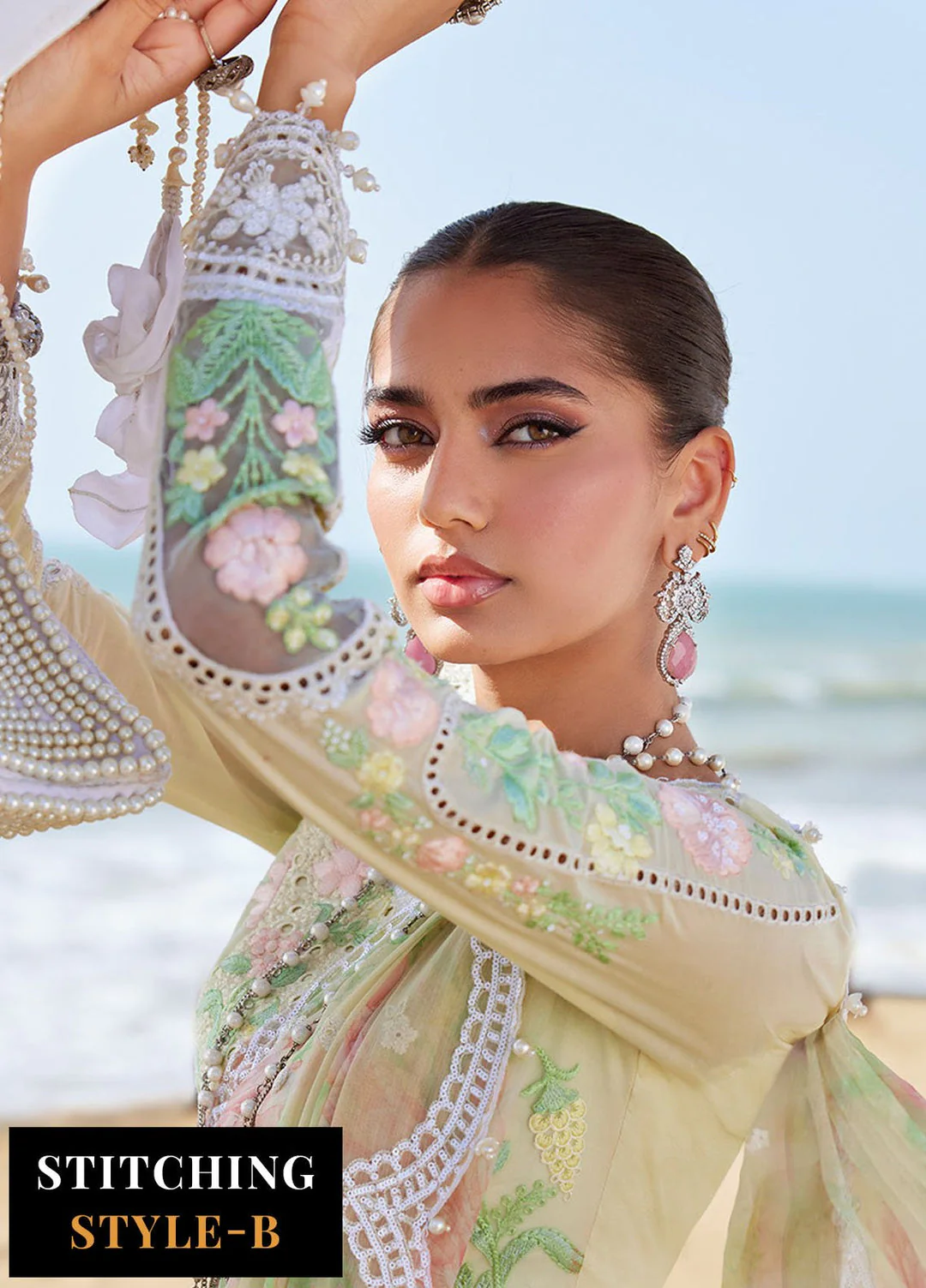 MARIA B - Embroidered Lawn 3 Piece Unstitched Suit MBL-EL-25-04 - Summer Collection - Image 4