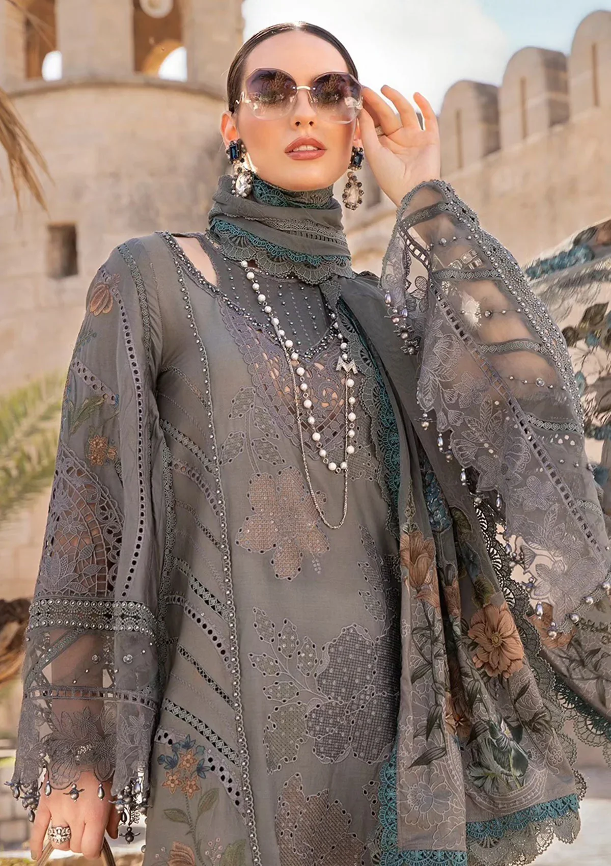 Maria.B Luxury Lawn Embroidred Collection 3 Pc Unstitched 7 B - Image 2