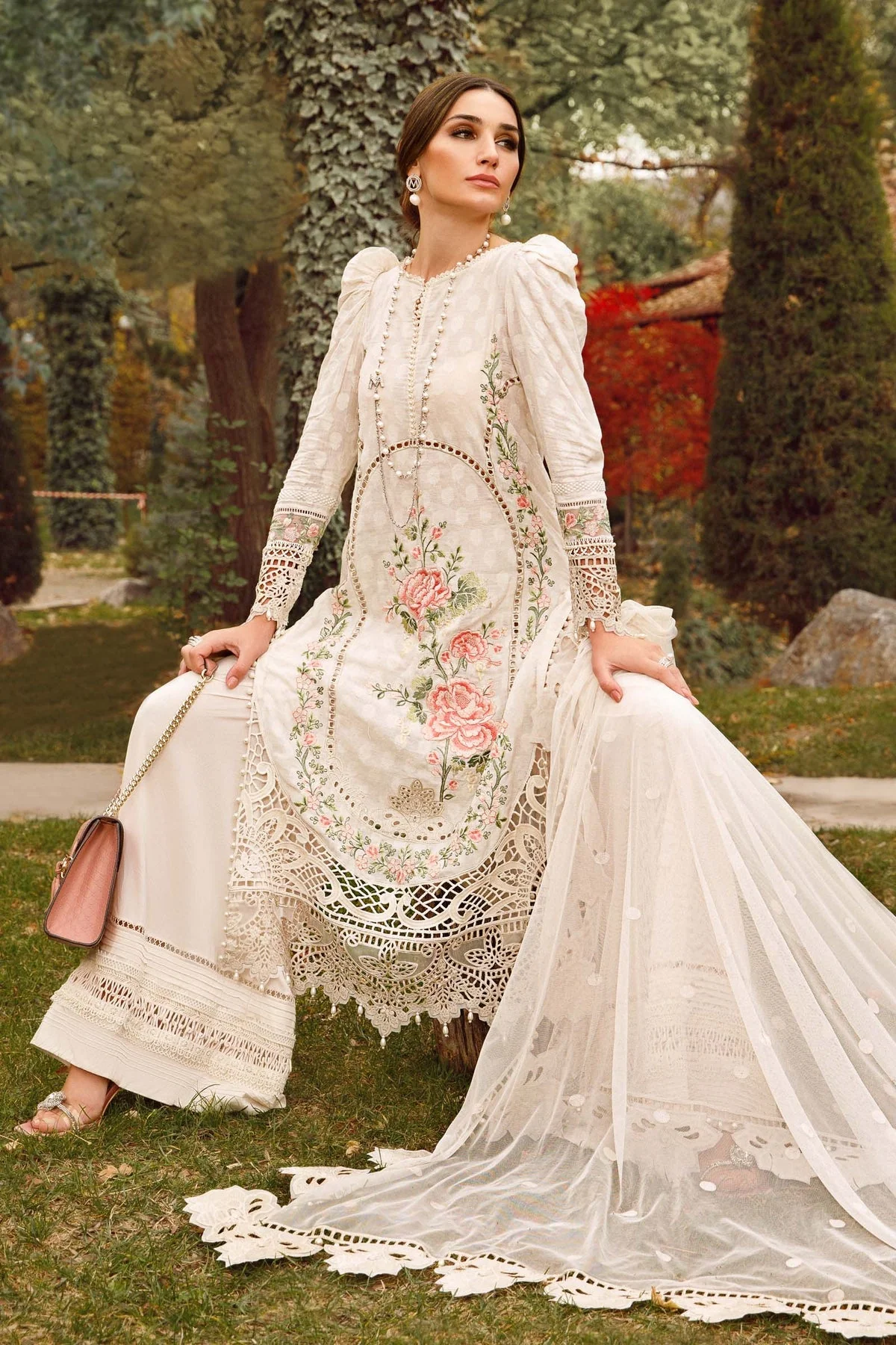 Maria.B Voyage A Luxe Lawn Unstitched Embroidered 3Piece Suit D-2302-A - Image 4