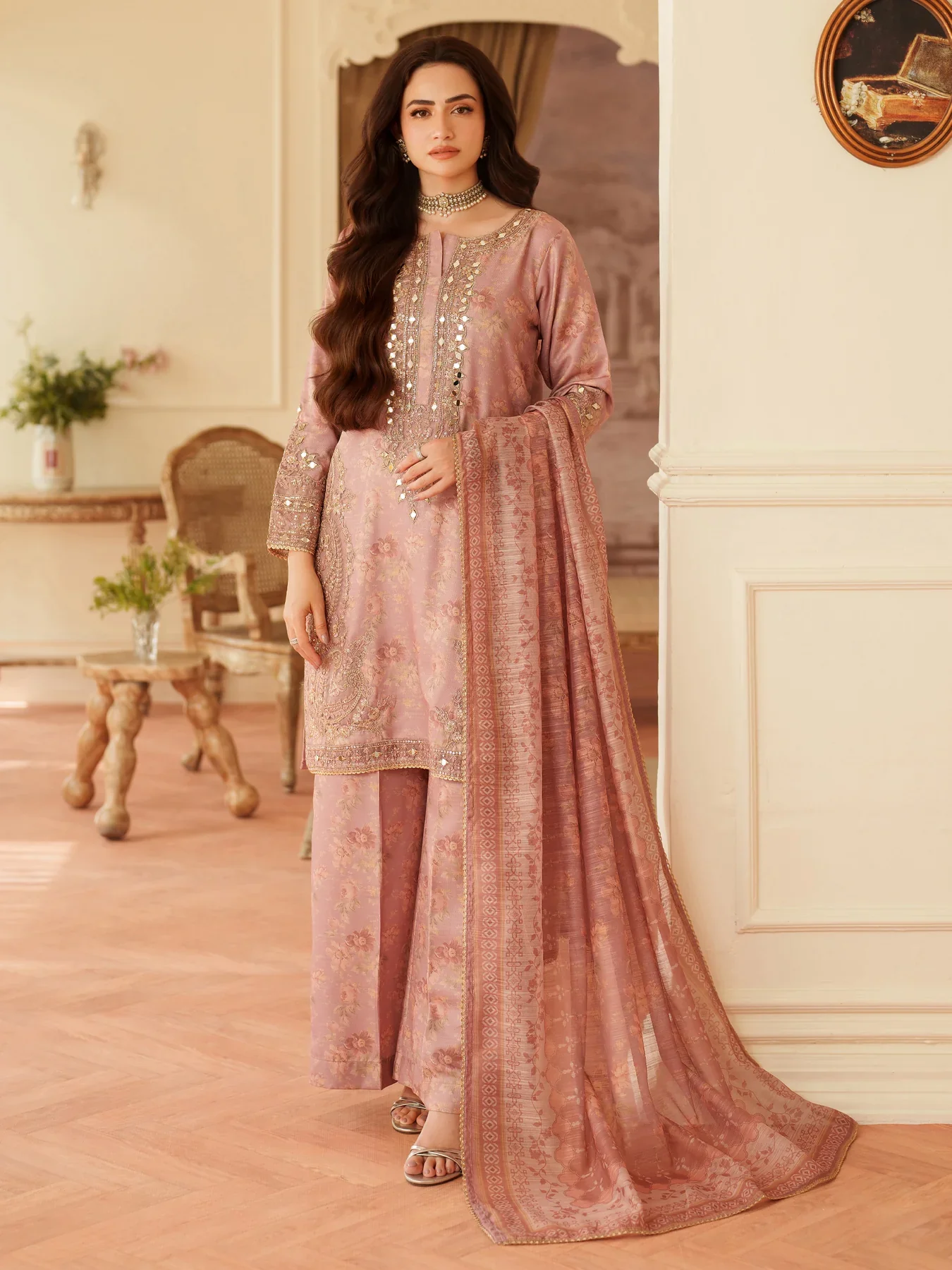MOHAGNI - 3PC LAWN EMBROIDERED SHIRT WITH MANAAR PRINTED DUPATTA AND TROUSER - KPR 222