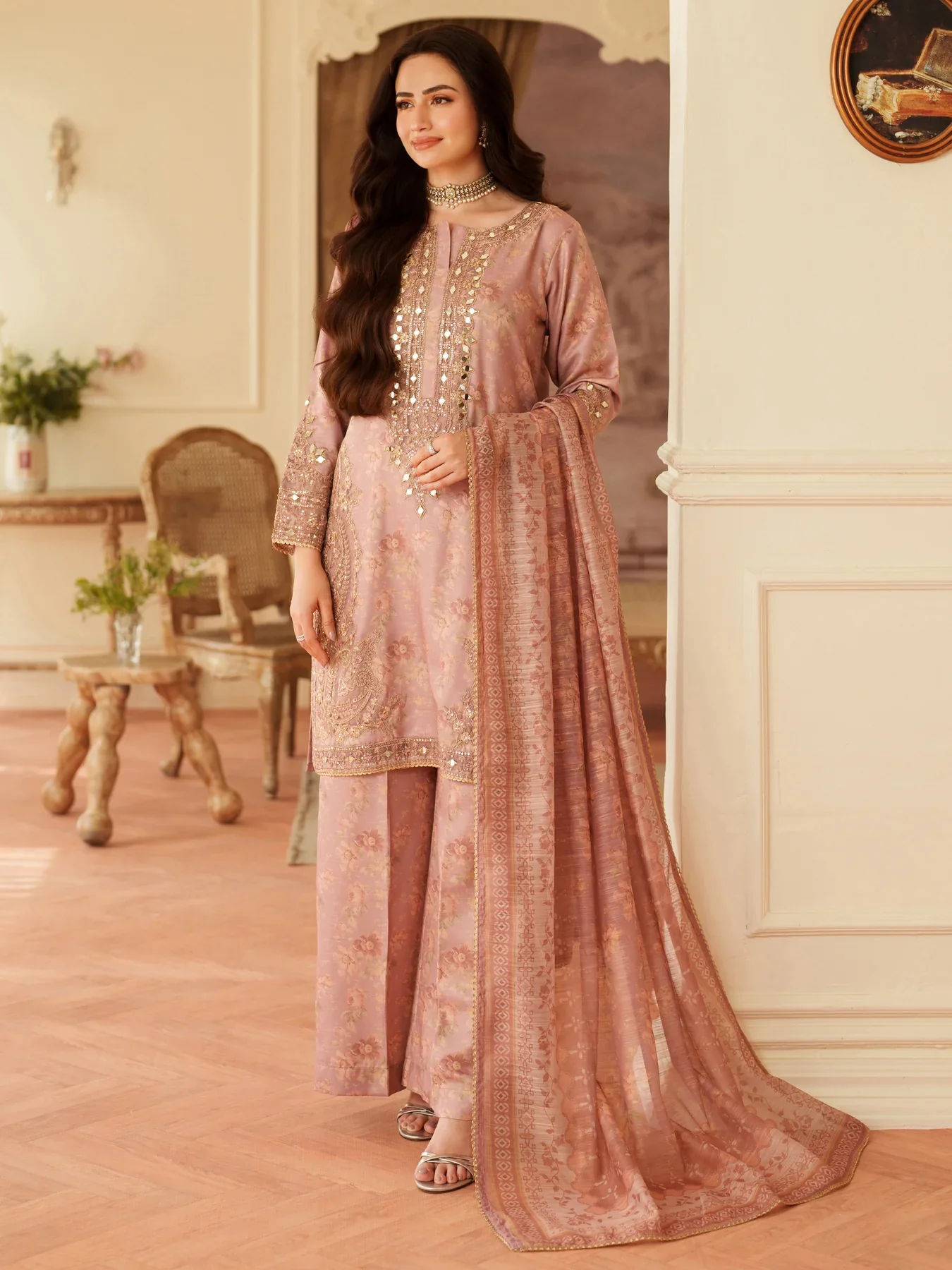 MOHAGNI - 3PC LAWN EMBROIDERED SHIRT WITH MANAAR PRINTED DUPATTA AND TROUSER - KPR 222 - Image 11