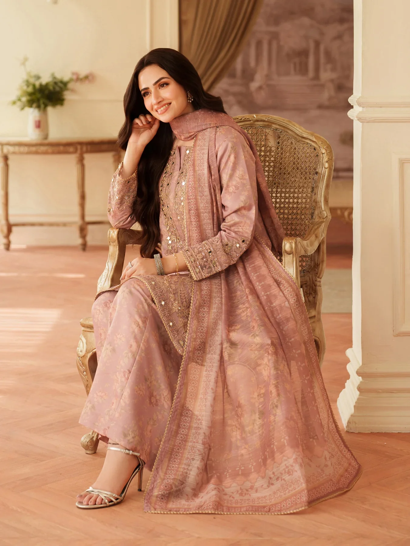 MOHAGNI - 3PC LAWN EMBROIDERED SHIRT WITH MANAAR PRINTED DUPATTA AND TROUSER - KPR 222 - Image 12