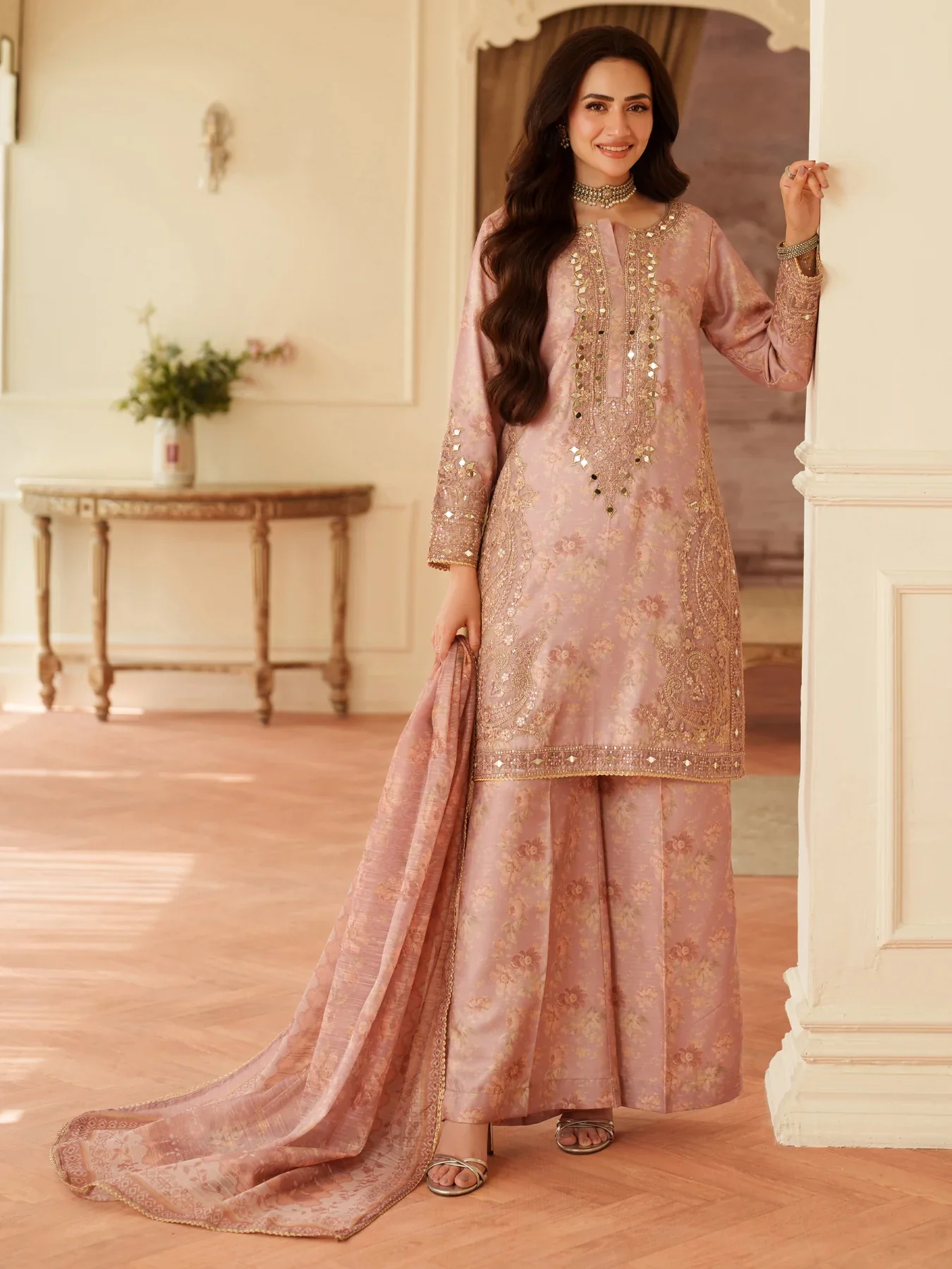 MOHAGNI - 3PC LAWN EMBROIDERED SHIRT WITH MANAAR PRINTED DUPATTA AND TROUSER - KPR 222 - Image 5