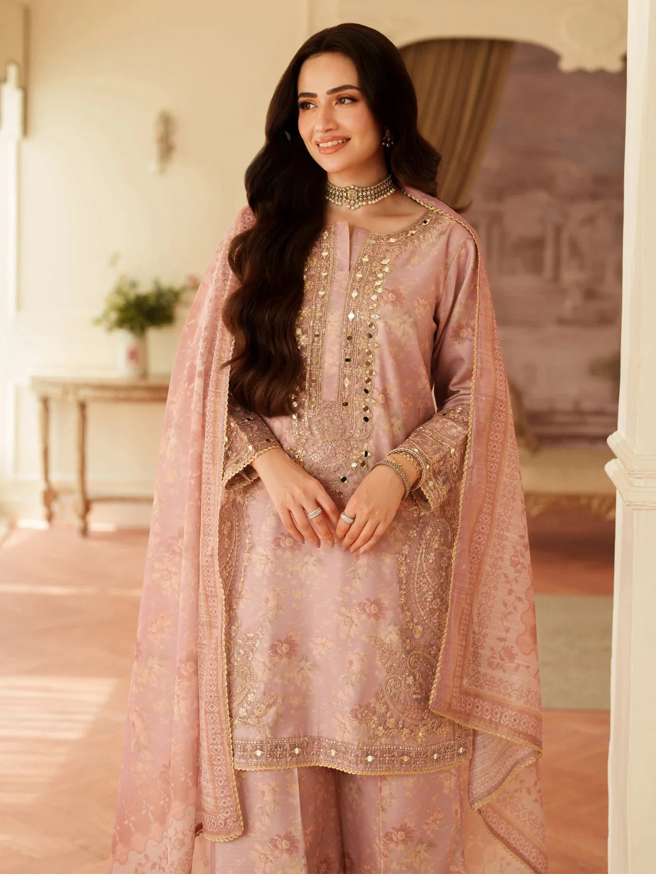 MOHAGNI - 3PC LAWN EMBROIDERED SHIRT WITH MANAAR PRINTED DUPATTA AND TROUSER - KPR 222 - Image 6