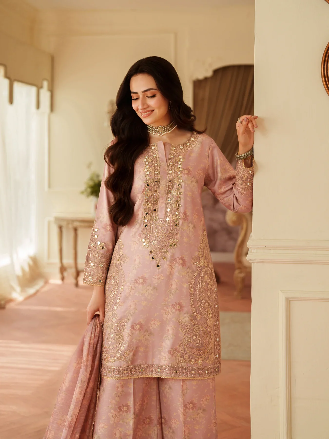 MOHAGNI - 3PC LAWN EMBROIDERED SHIRT WITH MANAAR PRINTED DUPATTA AND TROUSER - KPR 222 - Image 7