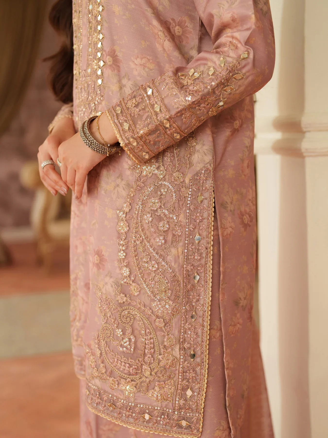 MOHAGNI - 3PC LAWN EMBROIDERED SHIRT WITH MANAAR PRINTED DUPATTA AND TROUSER - KPR 222 - Image 8