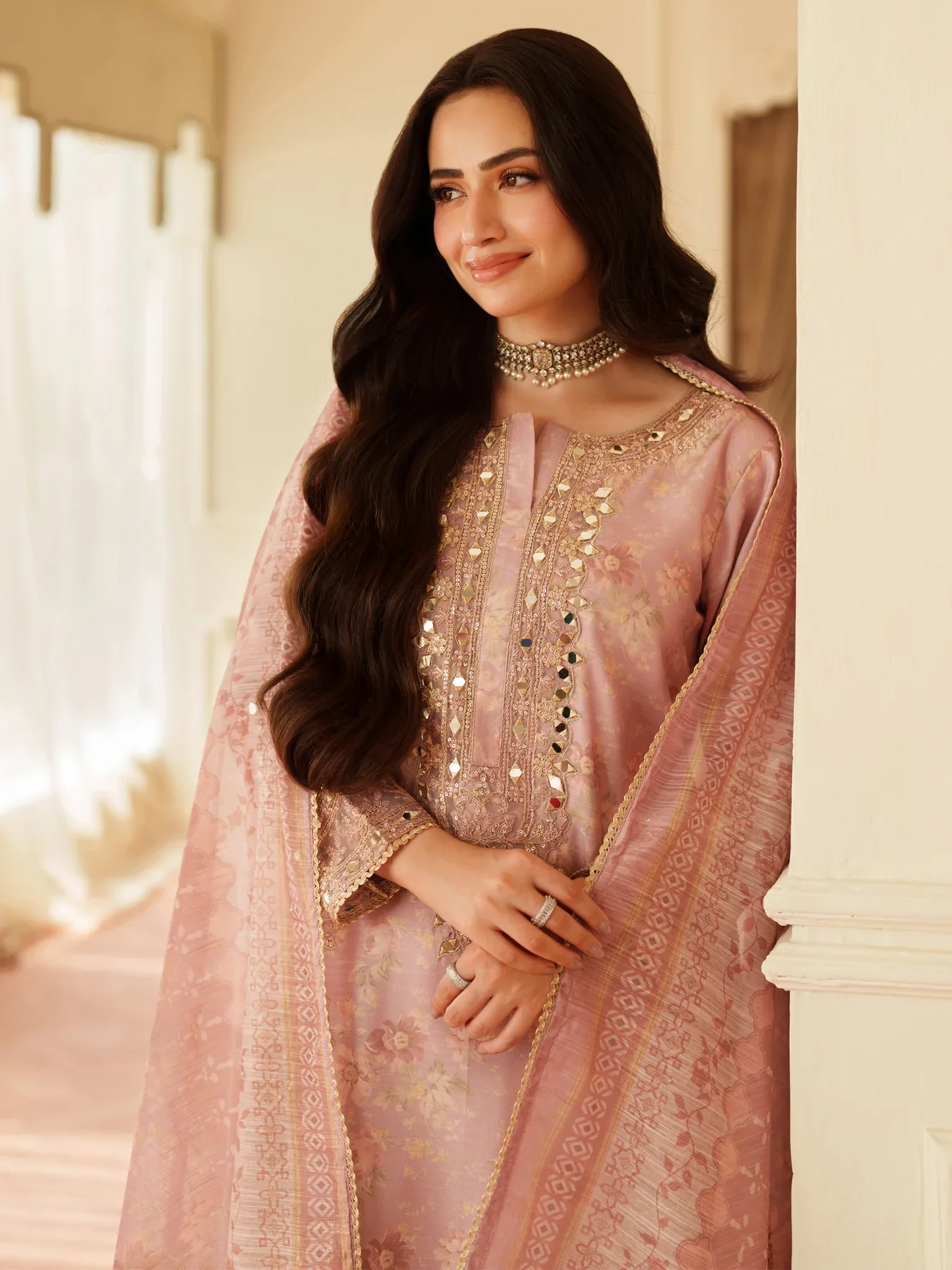 MOHAGNI - 3PC LAWN EMBROIDERED SHIRT WITH MANAAR PRINTED DUPATTA AND TROUSER - KPR 222 - Image 9