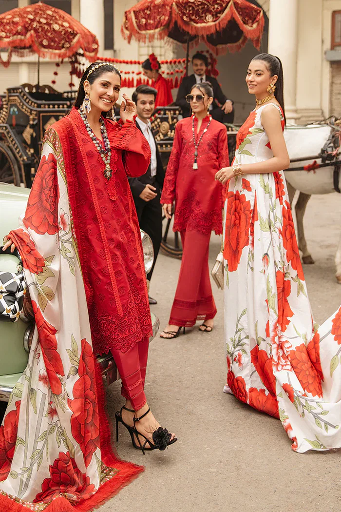 MUSHQ - 3PC LAWN EMBROIDERED SHIRT WITH SILK PRINTED DUPATTA AND TROUSER - HZG1240 - Image 5