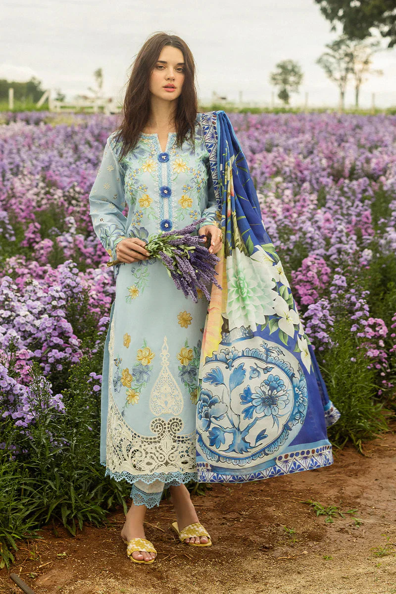 MUSHQ - 3PC LAWN EMBROIDERED SHIRT WITH VOIL PRINTED SHAWL AND TROUSER - KPR 2453