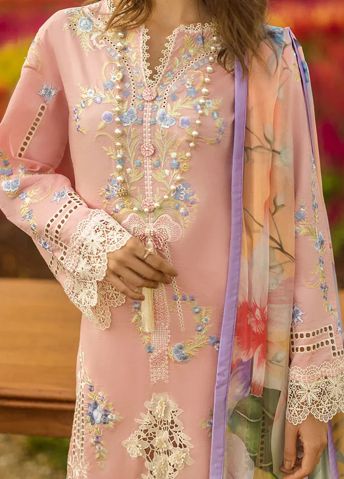 Mushq Embroidered Lawn Suit Unstitched 3 Piece MQ25SG D-06 A Butterfly kisses - Summer Collection - Image 2