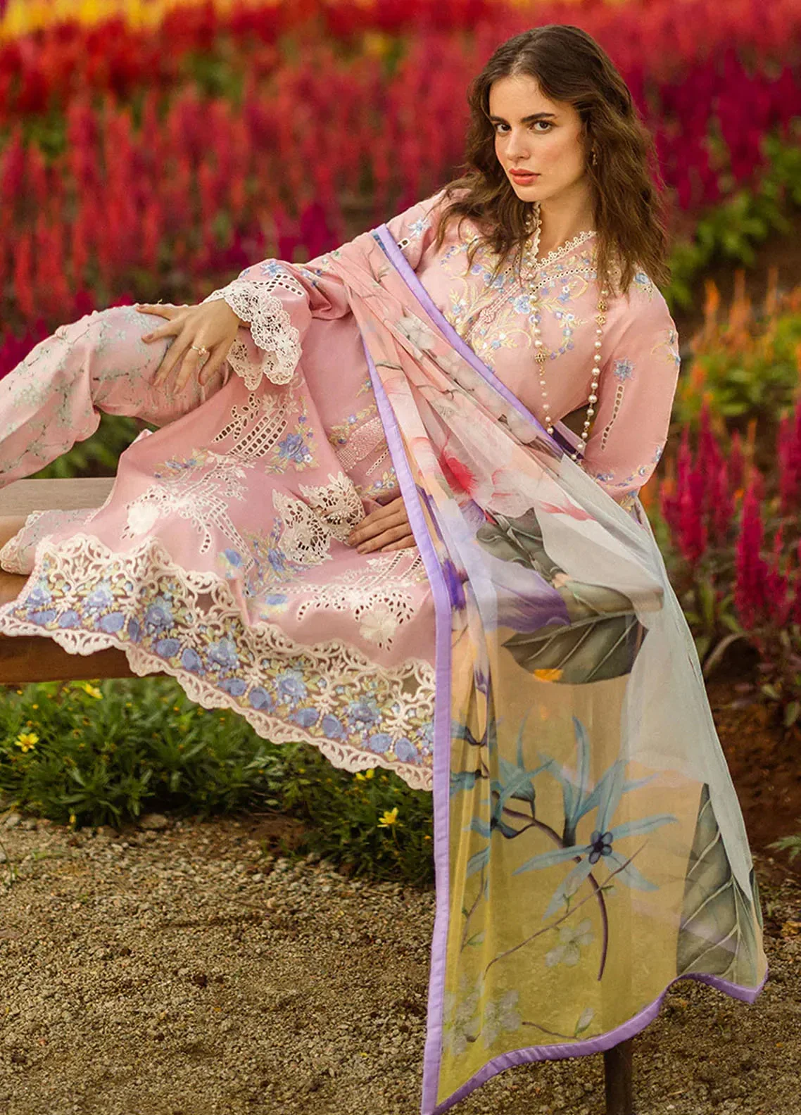 Mushq Embroidered Lawn Suit Unstitched 3 Piece MQ25SG D-06 A Butterfly kisses - Summer Collection - Image 3
