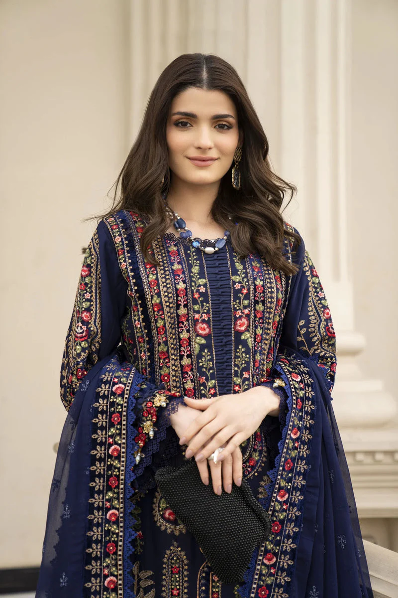 NOOR-E-ARWAH  - 3PC DHANAK EMBROIDERED SHIRT DHANAK HEAVY EMBROIDERED DUPATTA DUPATTA AND TROUSER - Image 3
